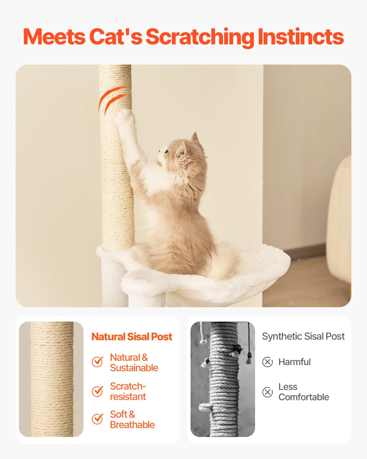 VEVOR Large Cat Tree, 68.9 inches Tall, Cat Tower, Multi-Level Cat Condo Furniture Activity Center with Cozy Perches, Sisal Scra