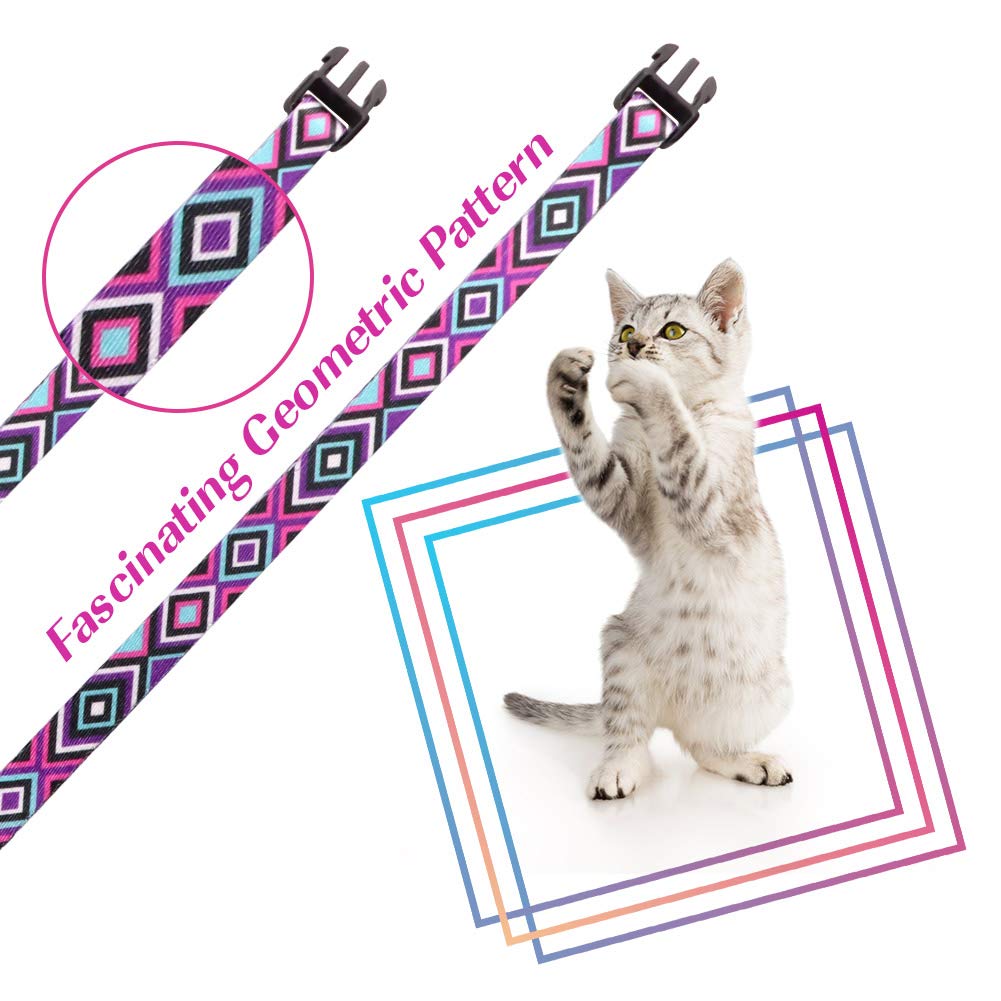 Cat Harness And Leash Set Geometric Pattern Escape Proof Adjustable For Kitty Outdoor Walking(Purple)