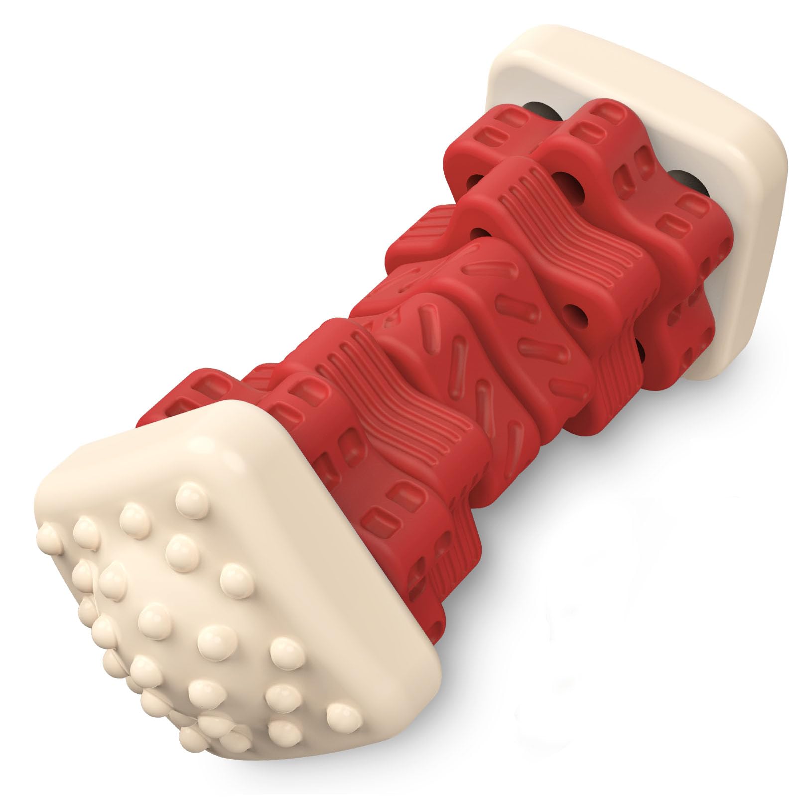 Pceotllar Dog Toys For Aggressive Chewers, Indestructible Dog Chew Toys, Safe Rubber, For Large Medium Small Dogs - Red -M