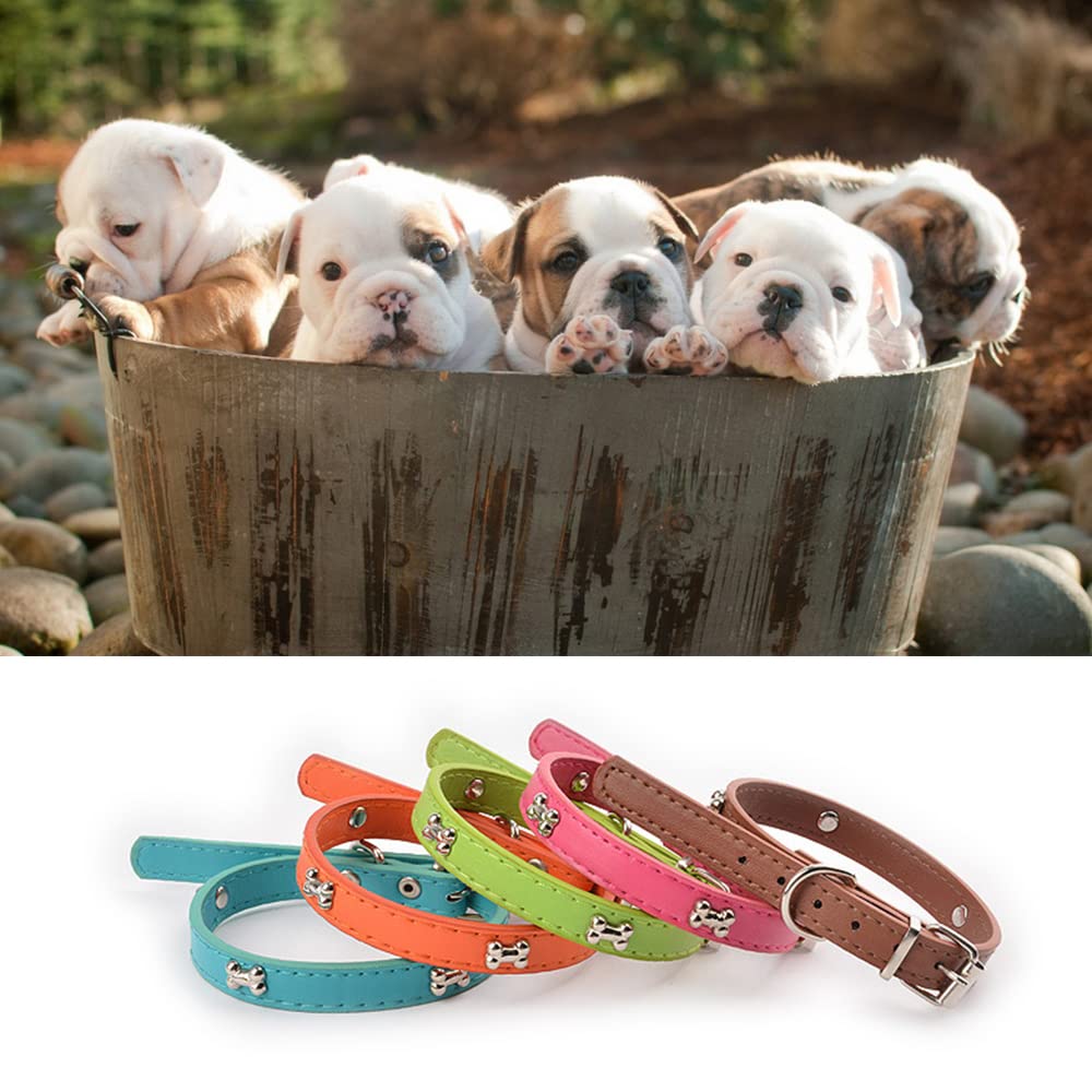 Puppy Id Collars, Soft Leather Dog Collar,14 Colors Pu Leather Adjustable Dog Cat Collars For Dog Small Large Cat Collars Newbor