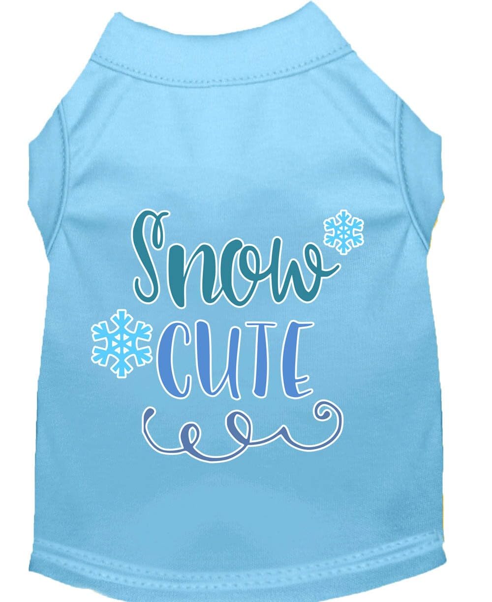 Christmas Pet Dog & Cat Shirt Screen Printed, "Snow Cute" Baby Blue 3XL (25-35 lbs.)