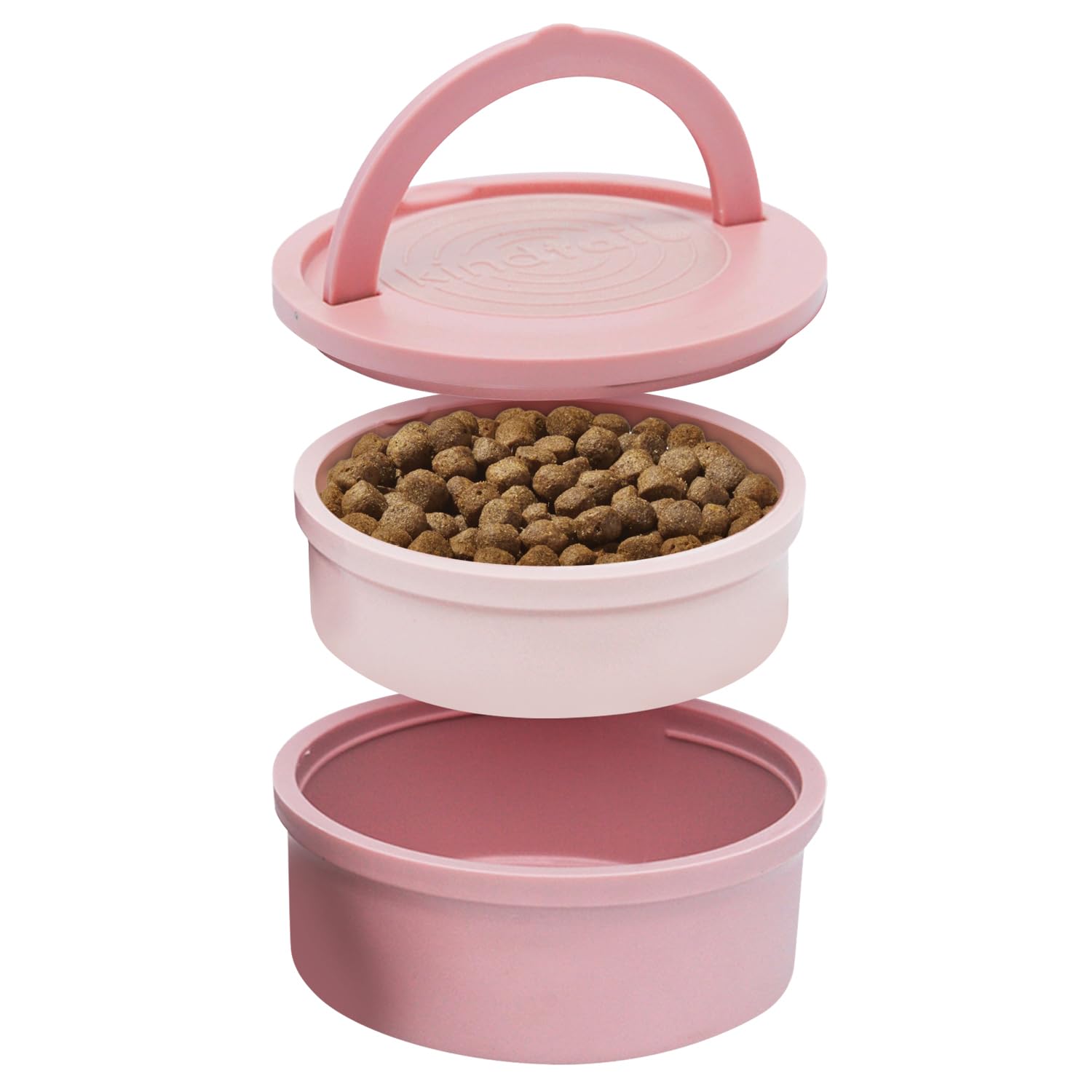 KindTail Dog Travel Bowls - Set of 2 Portable Pet Food & Water Dishes with Lid & Handle - Each Nesting Container Includes a Non-