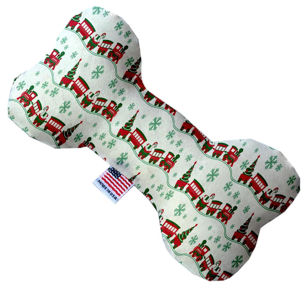 Pet and Dog Plush Heart or Bone Toy, "Classy Christmas Group" (Available in different sizes, and 7 different pattern options!) Christmas Trains 6" Plush Bone