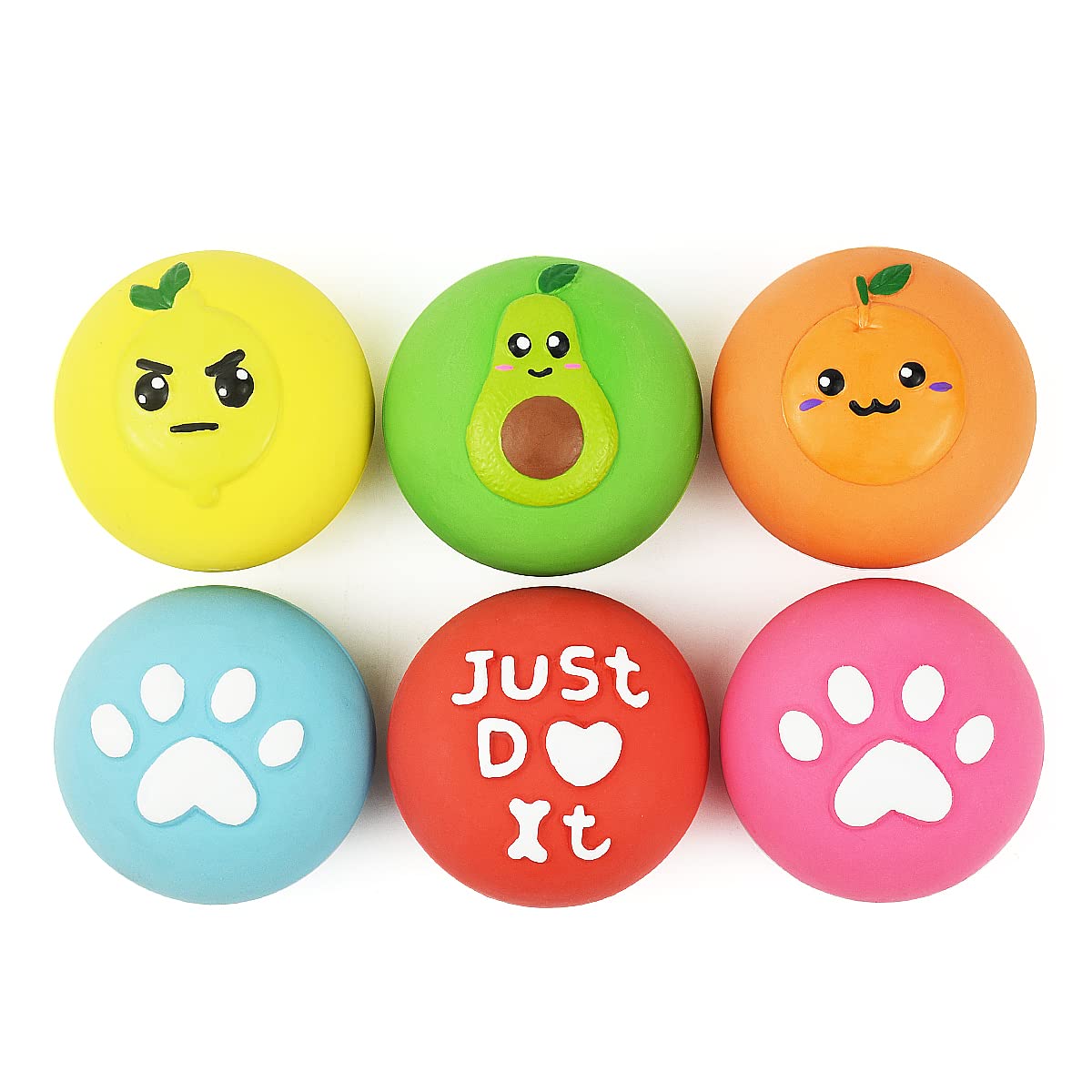 Pawdoer Squeaky Dog Toys - Soft Latex Rubber Squeaky Dog Ball For Small Dogs Puppies - Cute Bounce Dog Squeak Toys Balls With Funny Cute Face
