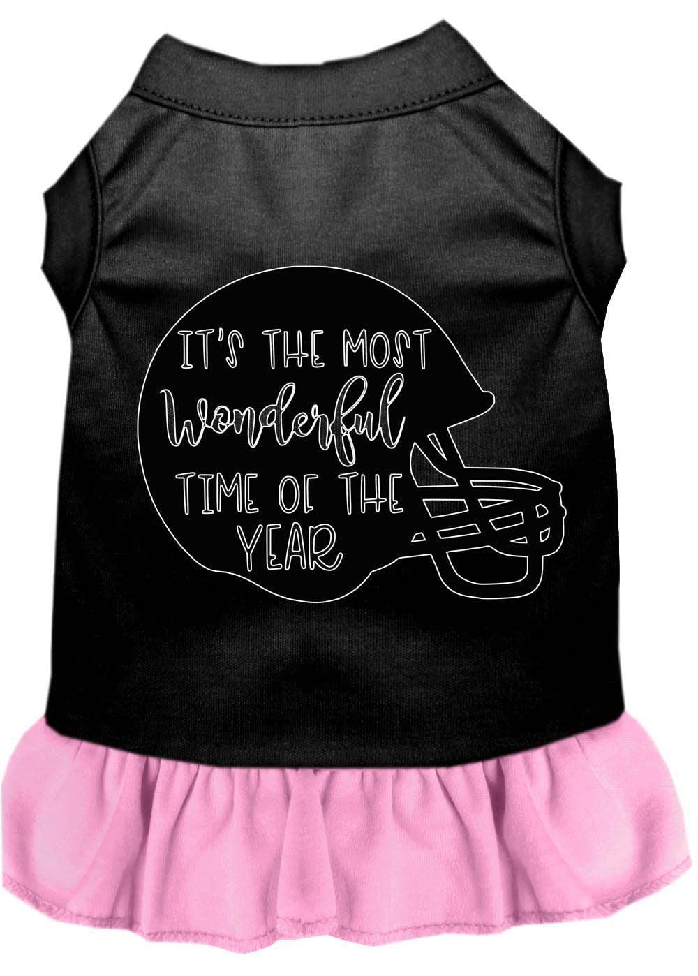 Pet Dog & Cat Dress Screen Printed, "Most Wonderful Time of the Year (Football)" Baby Blue LG (10-14 lbs.)