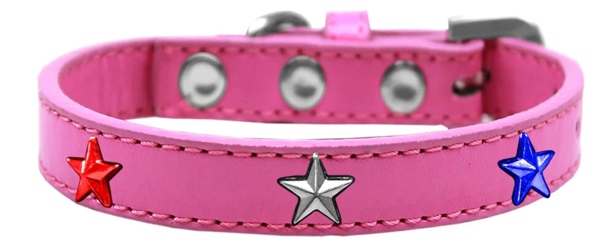 Dog, Puppy and Pet Widget Fashion Collar, "Red, White & Blue Stars" Aqua 20