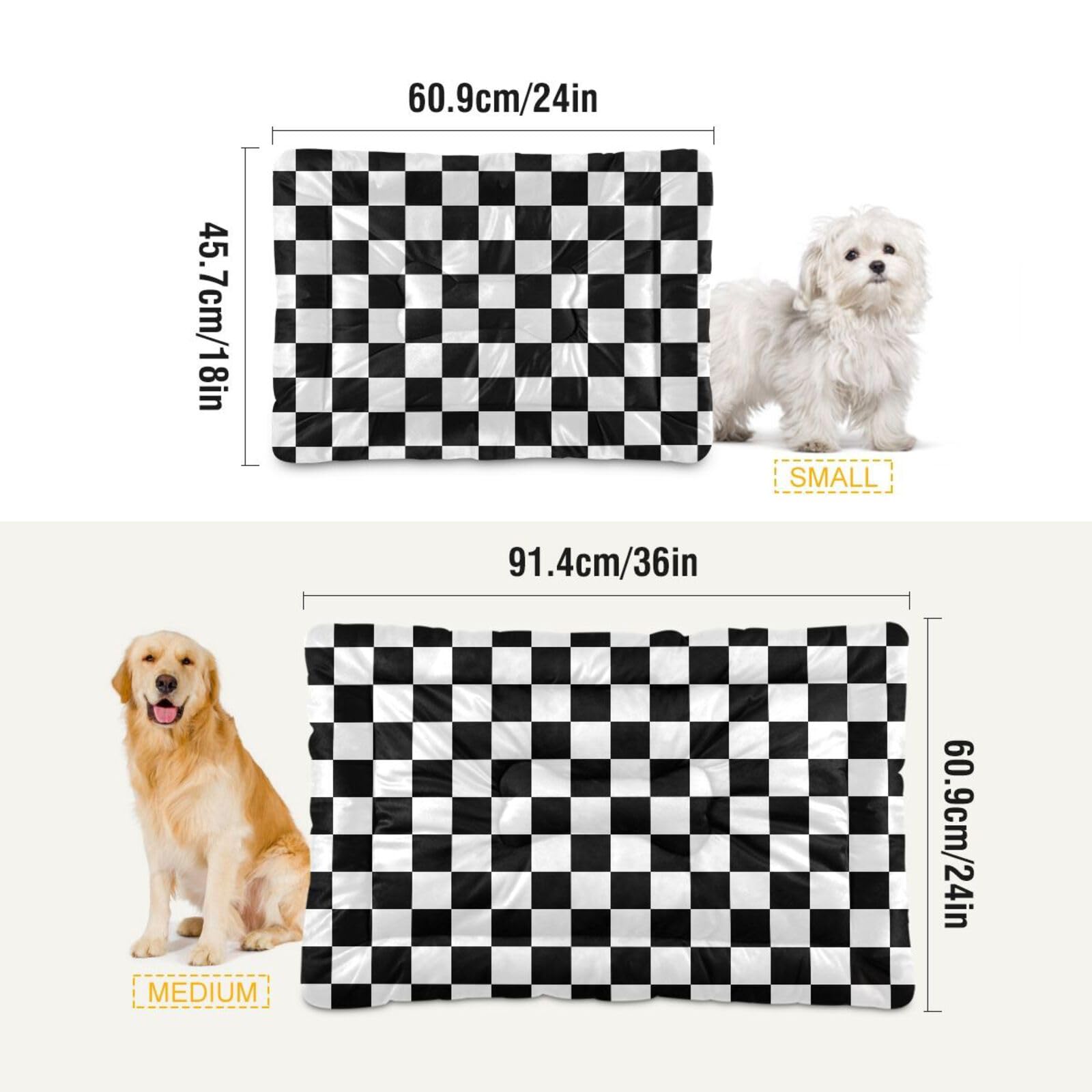 Coikll Checkerboard Pet Bed Pad Soft Dog Bed Mat With Anti-Slip Bottom, Machine Washable Crate Pad Mattress For Dog Sleeping