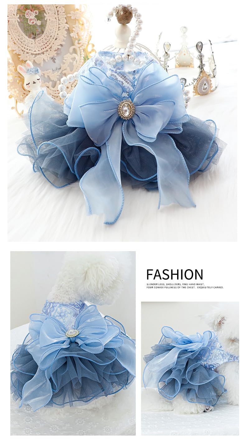 Marupet Fashion Sweet Puppy Dog Blingbling Princess Skirt Pet Dog Lace Cake Camisole Tutu Dress E-Navy M