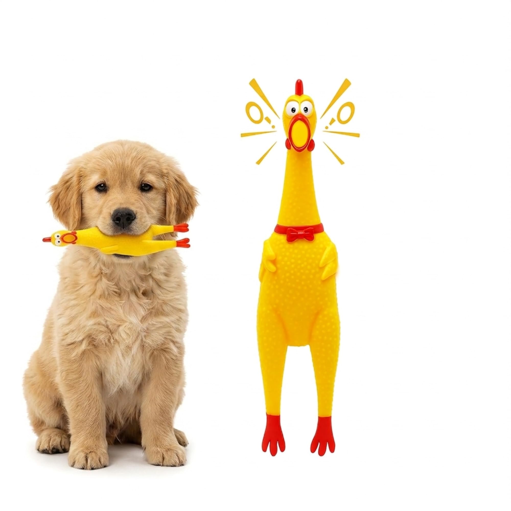 Pet Believe Rubber Chicken Dog Toy | Durable Funny Interactive Chew Toy | Loud Squeaky Sound And Stress Relief For Dogs And Pupp