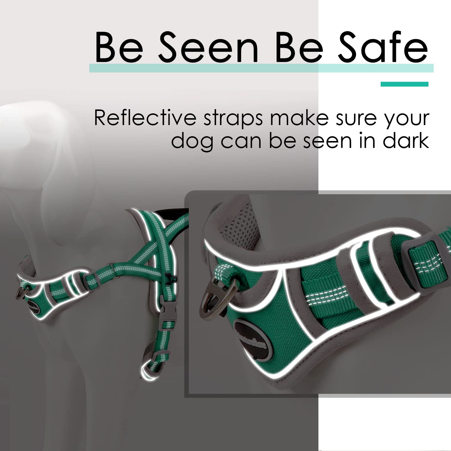 Adventuremore Dog Harness For Small Dogs No Pull, Dog Halter Harness Adjustable Reflective Dog Vest Escape Proof Dog Harness With Easy Control Front Clip Handle For Training Walking S Green