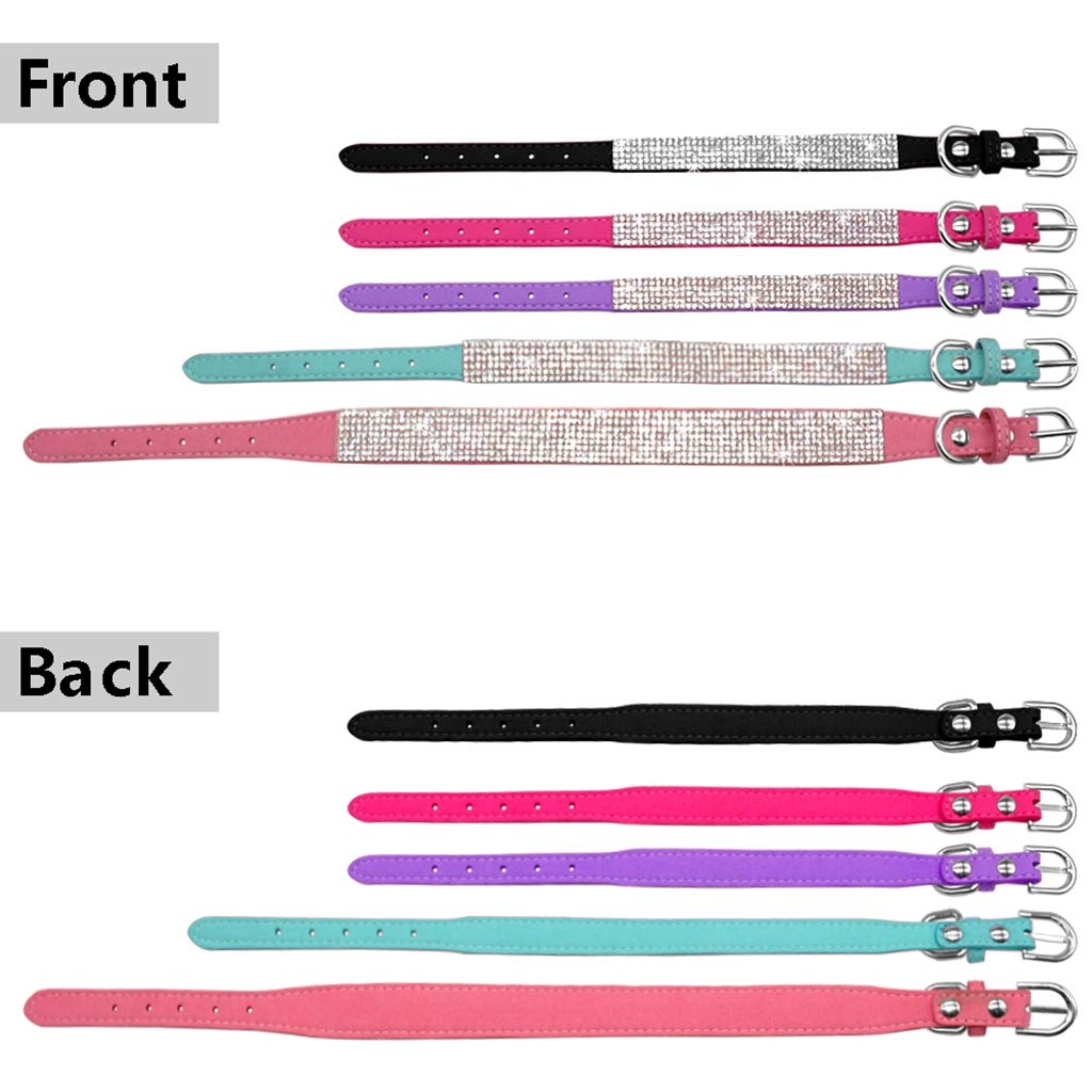 Jxinrong Rhinestone Dog Collar, Cute Dazzling Sparkling Soft Suede Leather Dog Cat Rhinestone Collar Crystal Diamond Pet Dog Puppy Collar