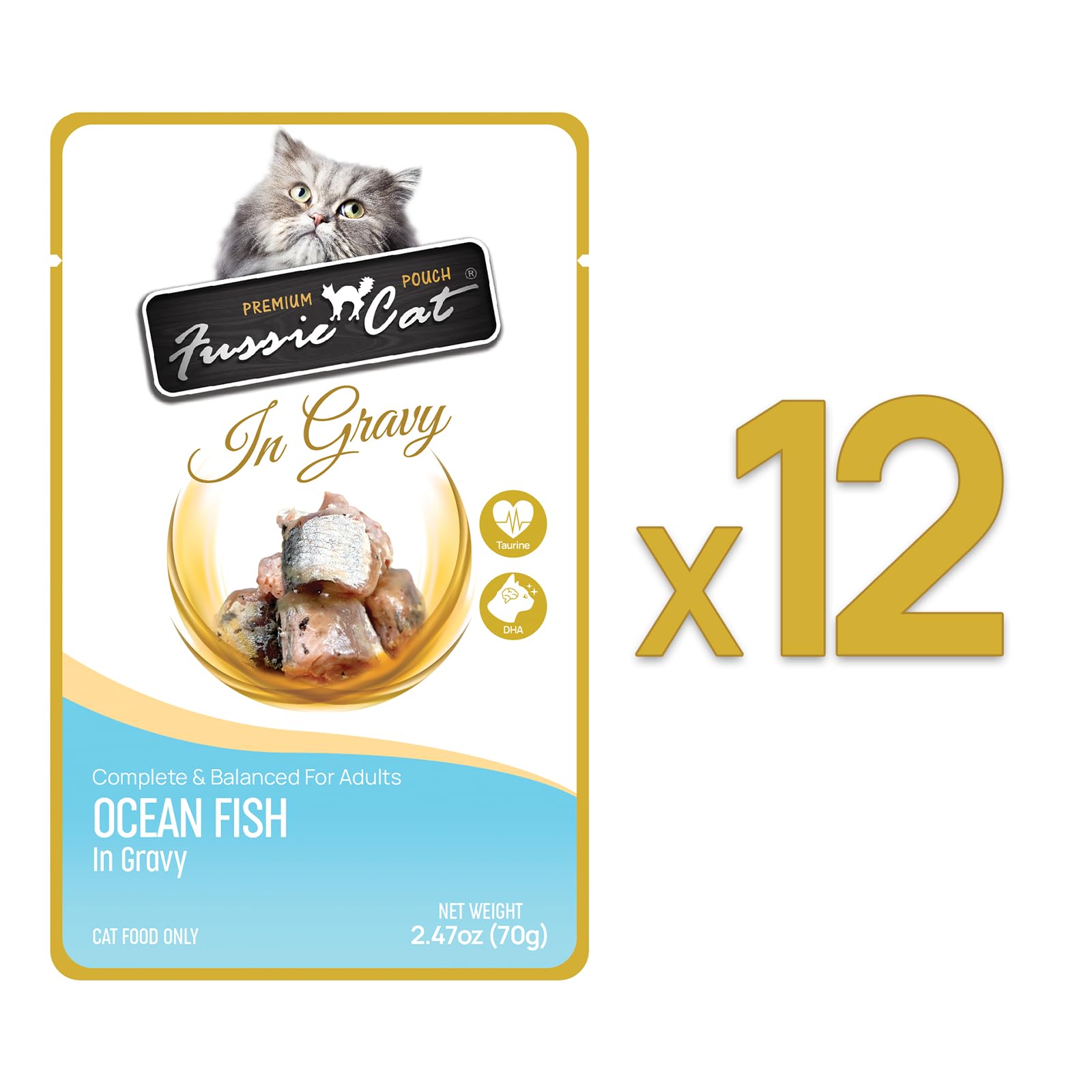Fussie cat Premium Ocean Fish in Gravy, 2.4 Oz (Pack of 12)