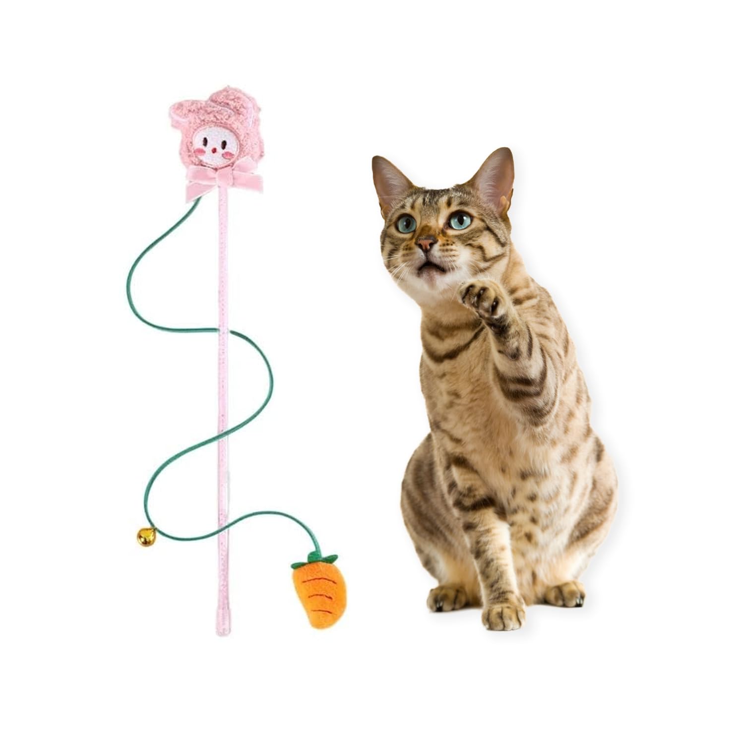 Petbabas Cat And Dog Playing Stick |Durable Dog And Cat Teaser Playing Stick With Interactive Feather| Non Slip And Non Toxic D