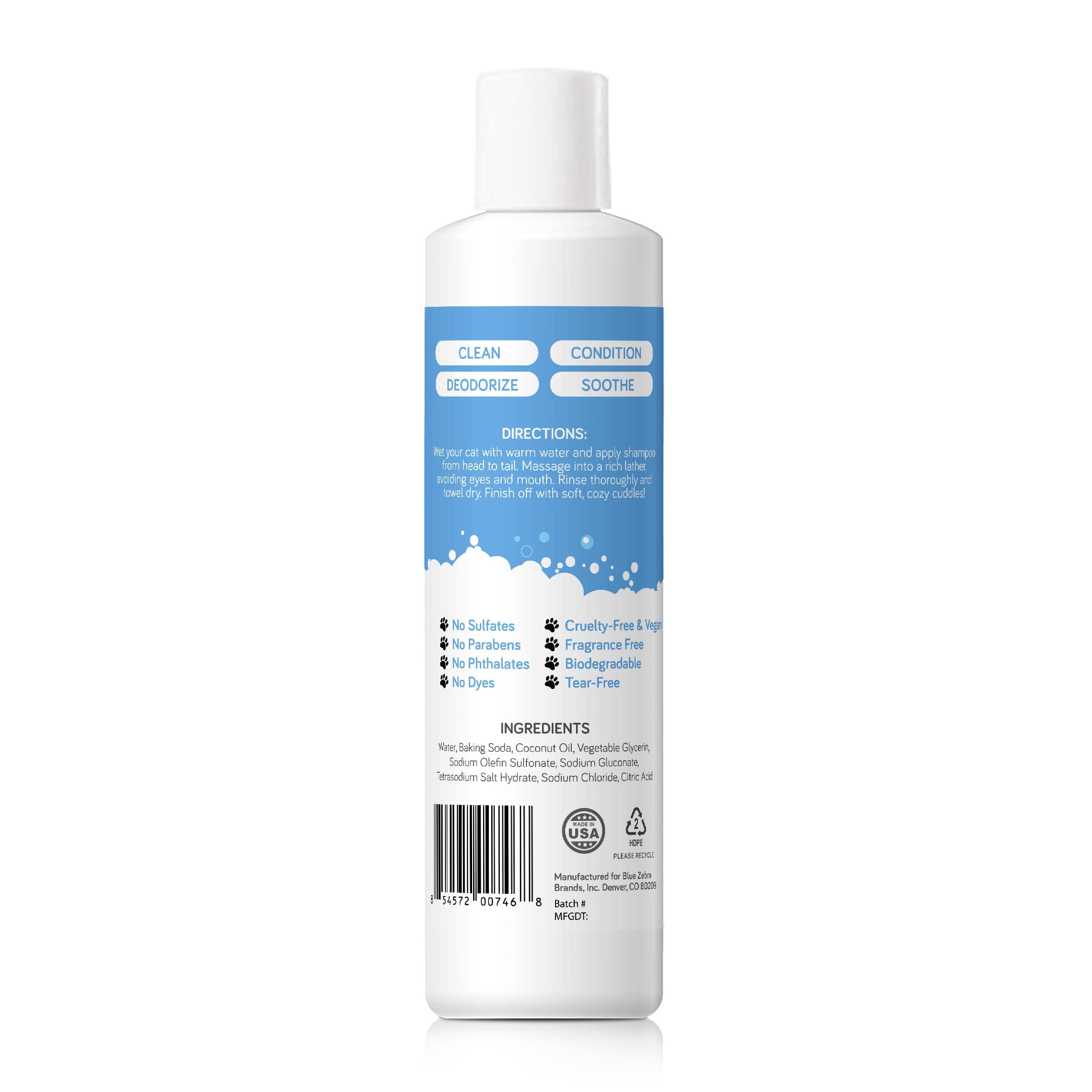 Mighty Meow Soothing Hypoallergenic Cat Shampoo - Easy At-Home Cat Grooming | Deodorizes | Gentle & Anti-Itch | Natural & Allerg