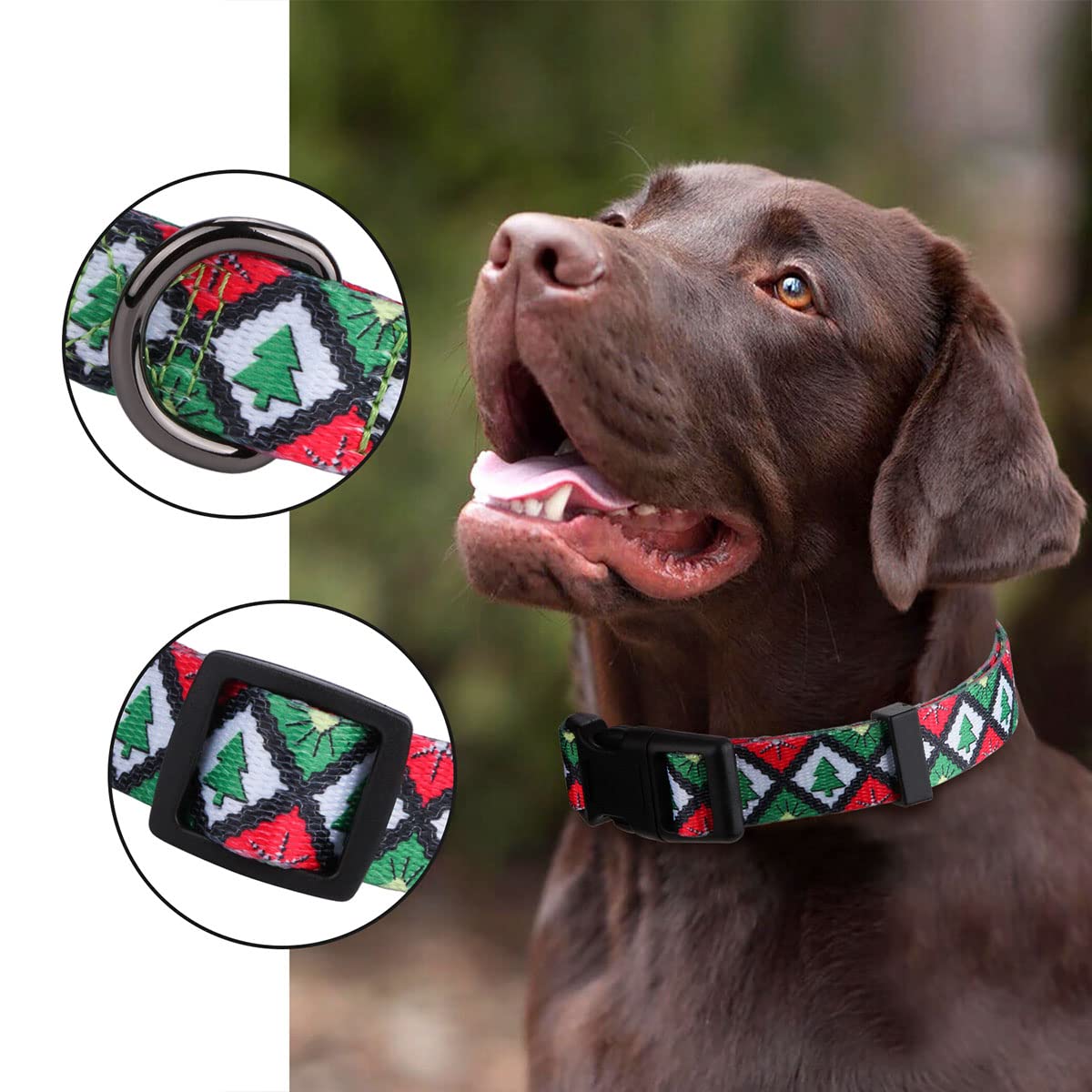 Rhea Rose Christmas Dog Collars Green Christmas Tree Pattern Holiday Festival Green Tree S