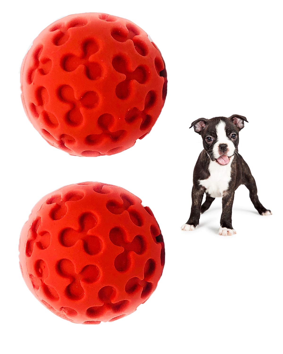 Small Ball Dog Toy - 100% Natural Rubber (Latex) - Soft Squeaky Dog Toy - Small Breeds Puppies - Indoor Play - Free From Harmful Chemicals - Small (2.35') - Set Of 2