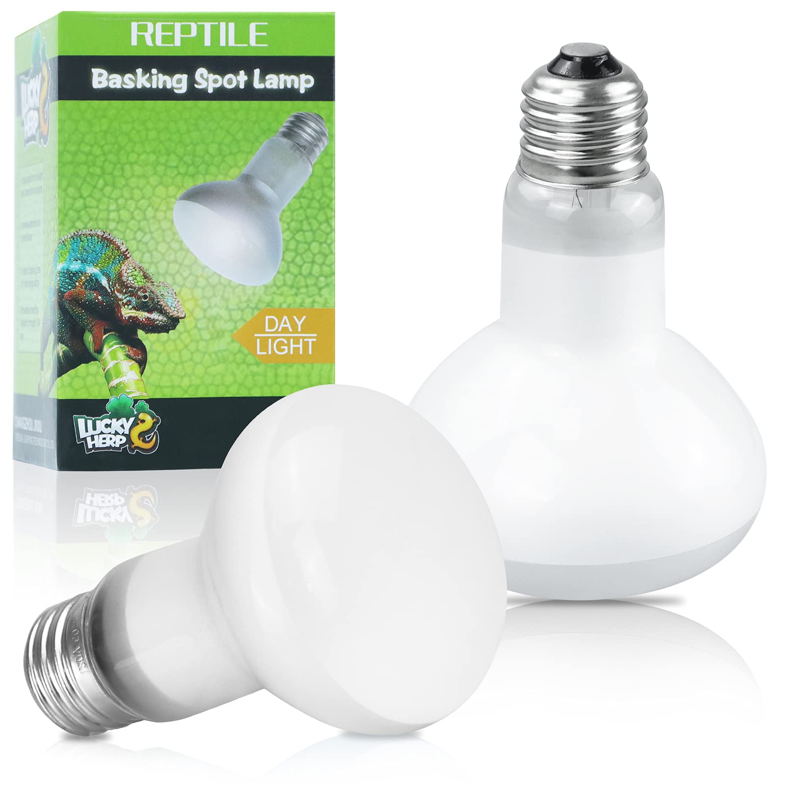 Lucky Herp 2 Pack Reptile Heat Lamp Bulbs 75W (2Nd Gen), Basking Light Bulb For Reptiles & Amphibians, Simulated Natural Sunligh