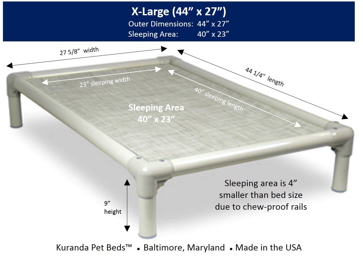Kuranda Chewproof Bed - Almond Pvc - 44' X 27' - Sunsure Textilene - Birch