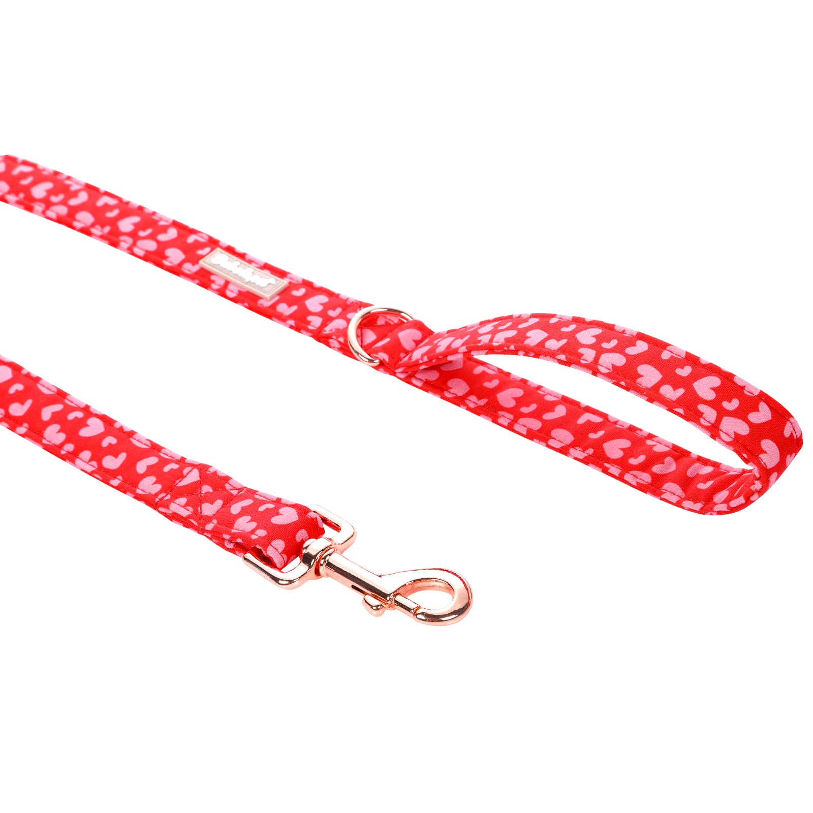 Babole Pet Valentine'S Day Dog Leash Durable Handmade Dog Leashes With Soft Handle Manual Dog Leashes Matching Pink Red Love Dog