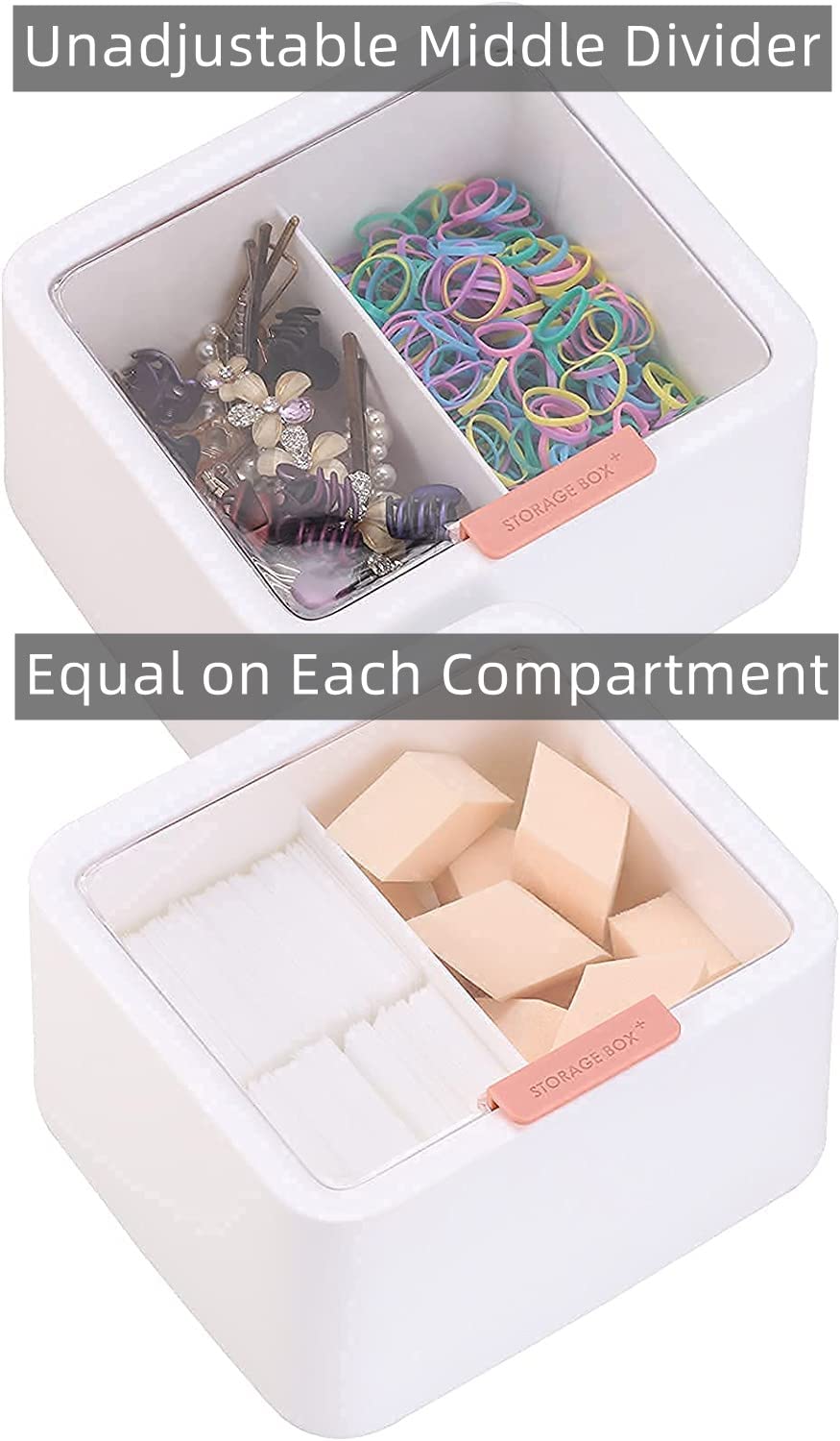 Tecbeauty 2 Slot Cotton Swab Ball Qtip Holder Jar Plastic Container Dispenser Box With Hinged Lid For Bathroom Home Storage Orga