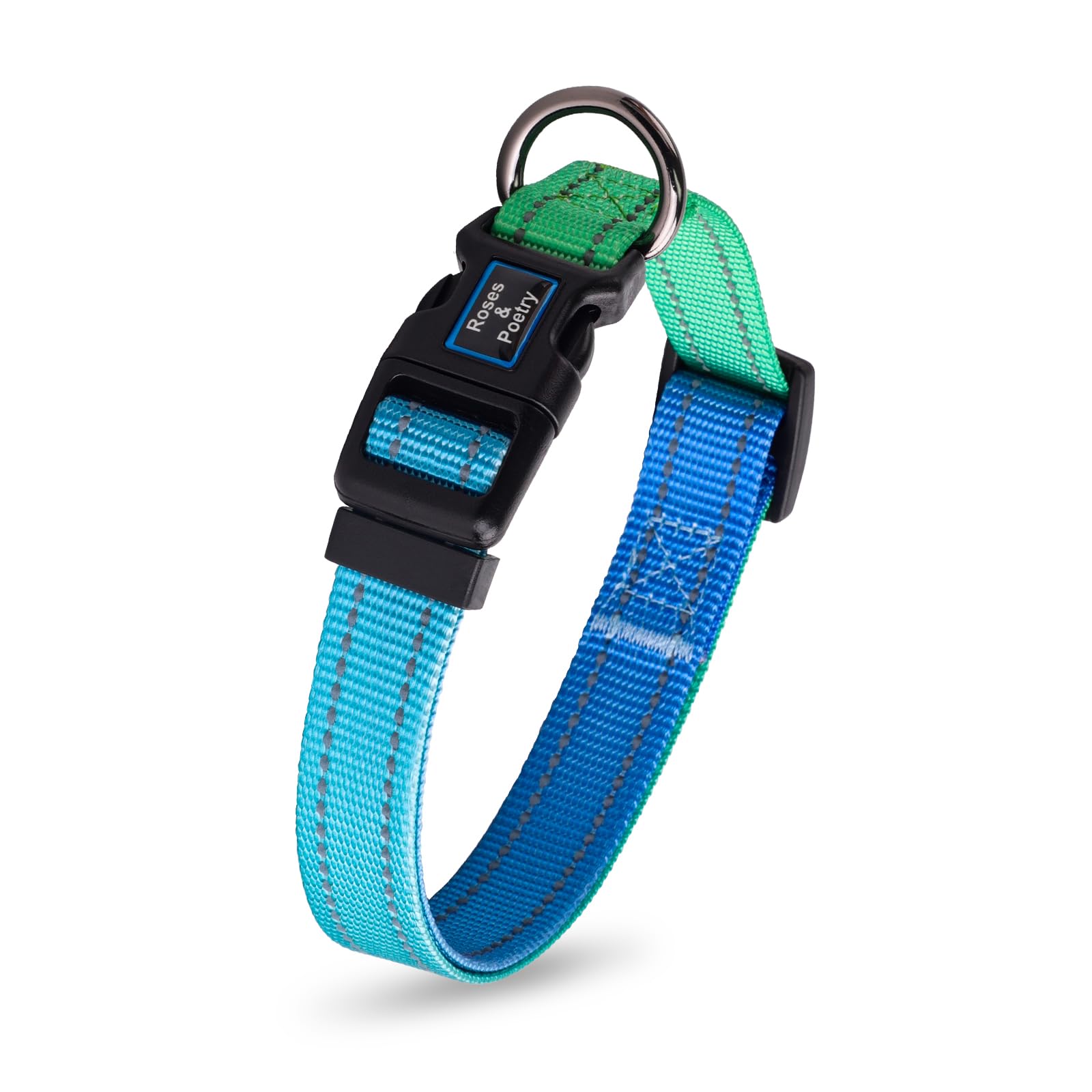 Roses&Poetry Collars For Dogs, Adjustable Reflective Durable Pet Collars For Small Medium Large Dogs (Bluegreen-Xs)
