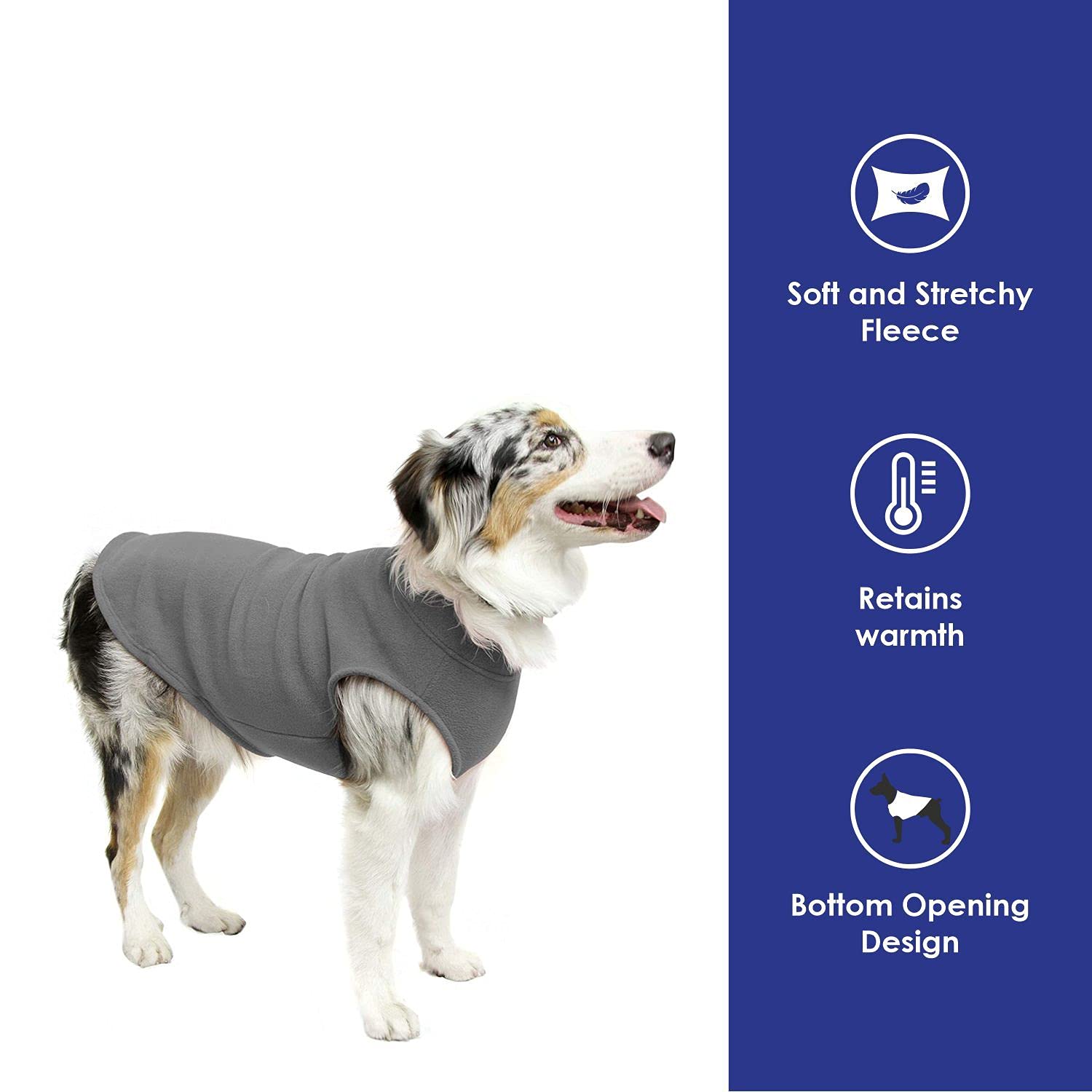Gooby Stretch Fleece Vest Dog Sweater - Warm Pullover Fleece Dog Jacket - Winter Dog Clothes For Small Dogs, Large Dogs, Boy Or Girl - Soft, Super Stretchy Fleece Vest Dog Sweater - Gray, 6X-Large