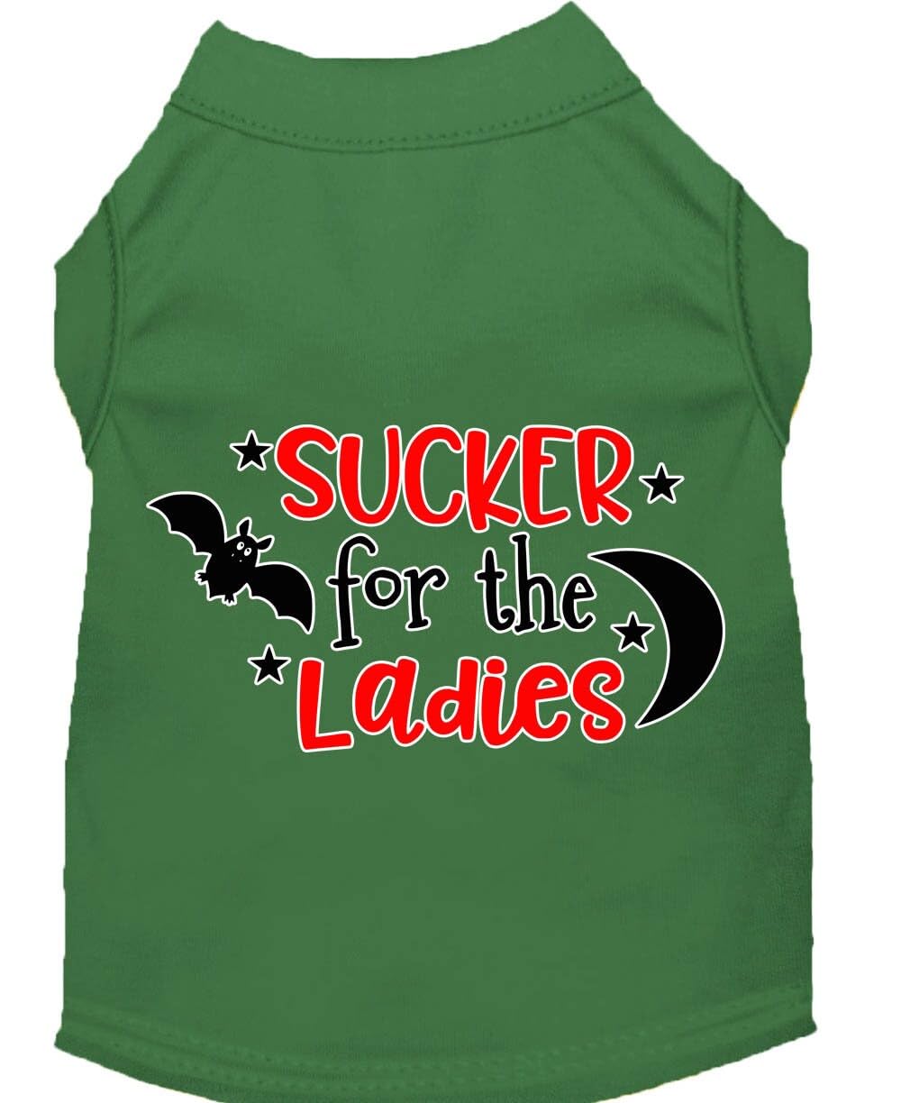Pet Dog & Cat Shirt Screen Printed, "Sucker For The Ladies" Emerald Green LG (10-14 lbs.)