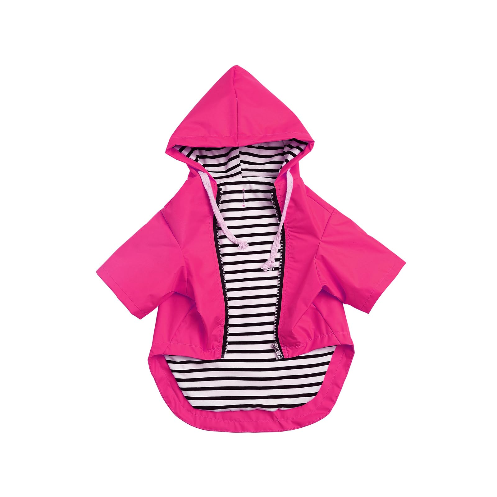 Dog Raincoat Waterproof Puppy Rain Jacket With Hood For Small Medium Dogs, Poncho With Reflective Strap, Storage Pocket And Harness Hole - Pink - S