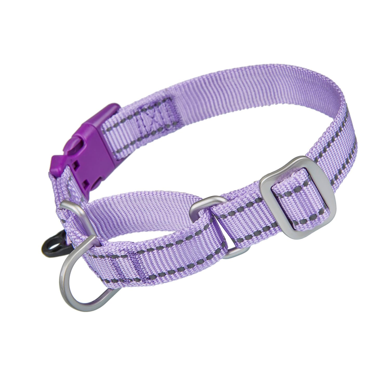 Yudote Reflective Martingale Collar For Dogs With Quick Snap Buckle Anti-Pull Nylon Safe Slip Collars For Easy Walking,Lilac,Large