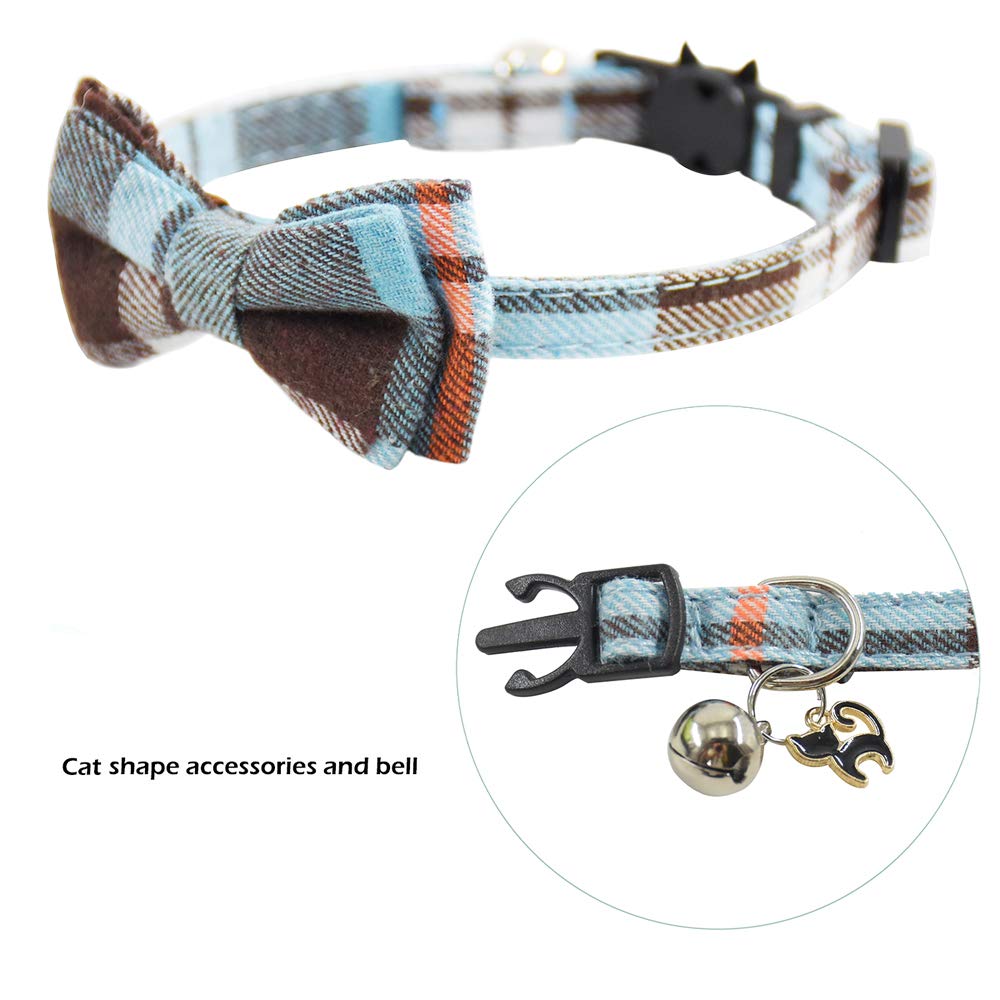 Bowtie Cat Collars Breakaway With Bell, Adjustable Cute Kitty Collars Safety Buckle Kitten Collar For Cat Puppy 7.5-11In (14)