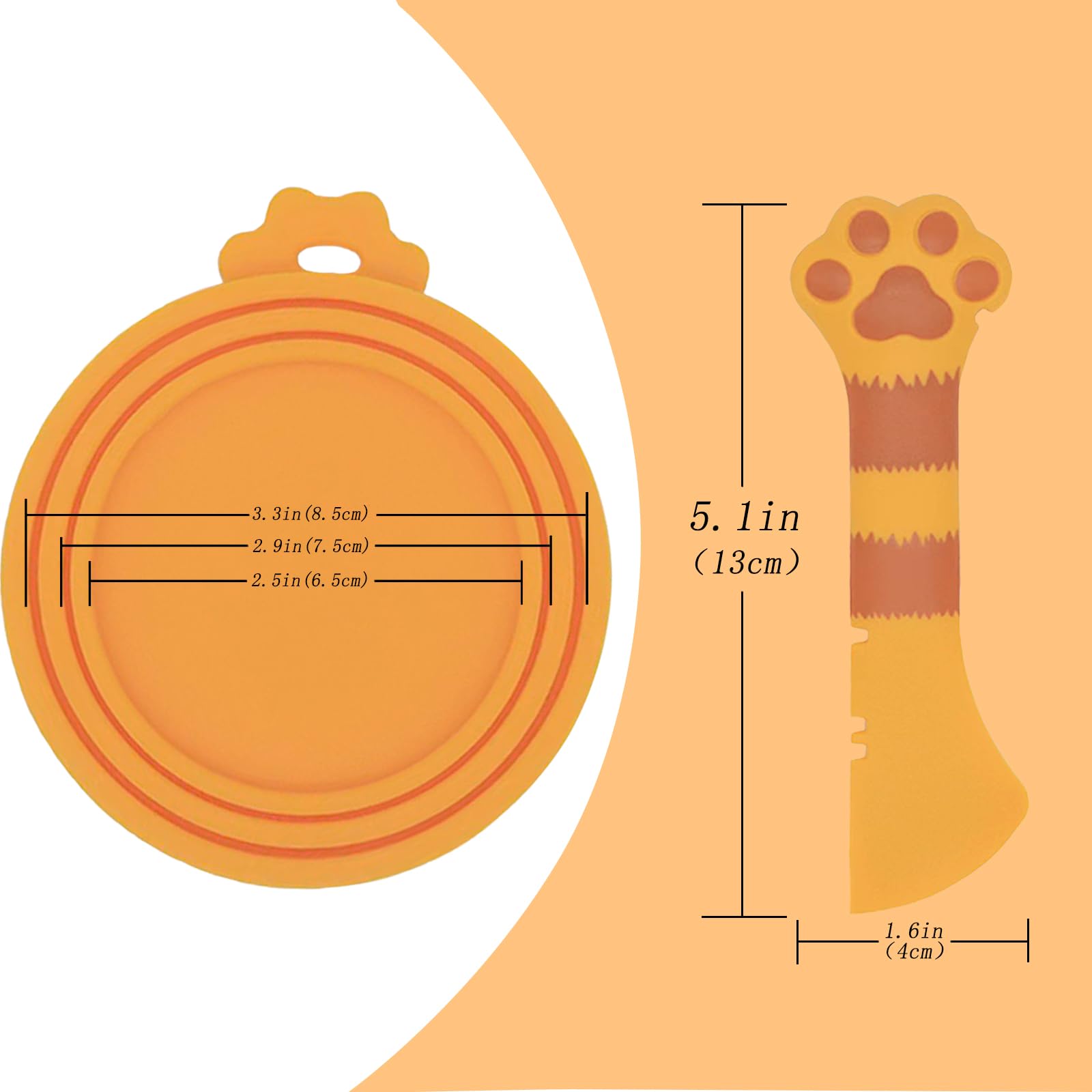 IVIA PET Food Can Spoon & Lids, One Multi-Functional Opener Spatula, 4 PCS BPA Free Silicone Universal Can Covers, Cute Paw Shap
