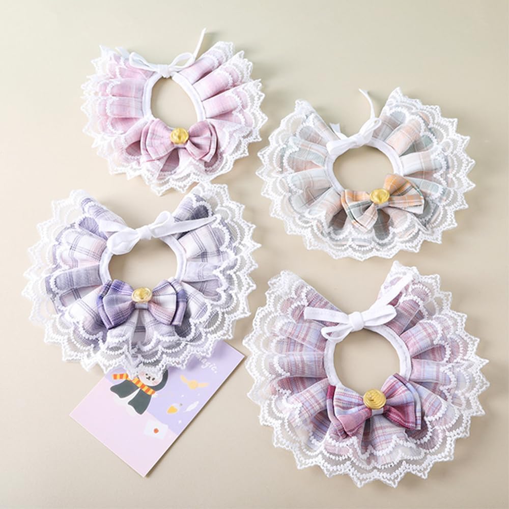 Psk Pet Mart Nylon Cute Bowtie Cat Dog Collar Lace Collar Pets Scarf Accessories For Pet Birthday Party Holiday Daily 1 Pcs Coll