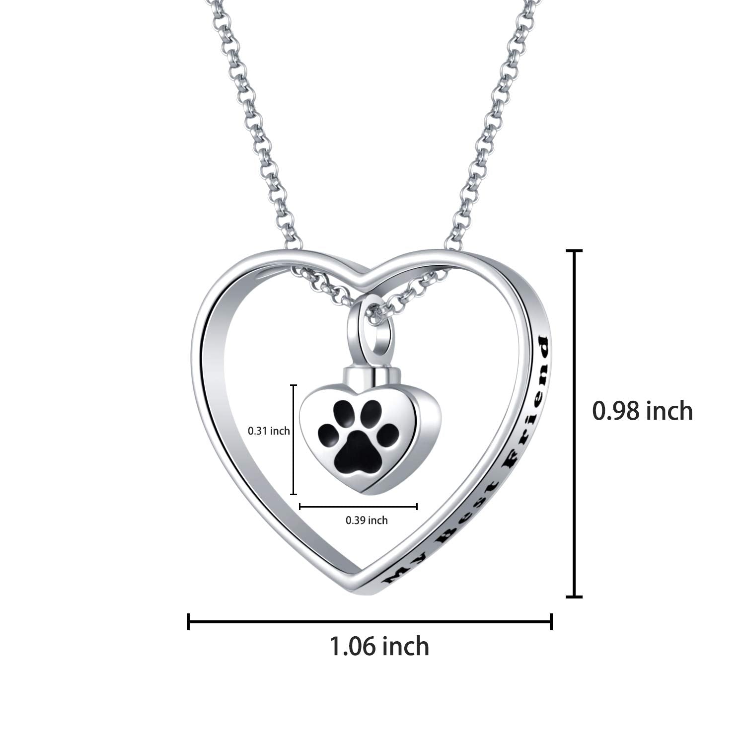 Jxjl Memorial Heart Cremation Urn Necklace For Ashes Keepsake S925 Sterling Silver Eternity Circle Pendant Necklace Of Pets Cats Dogs Cremation Ashes