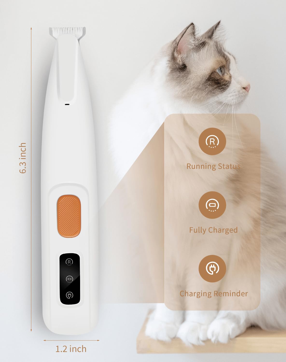 Liturtoo Dog Paw Trimmer With Led Light, 18Mm-Blade Electric Dog Clippers For Groomming, Led Display Rechargeable Hair Shaver Fo
