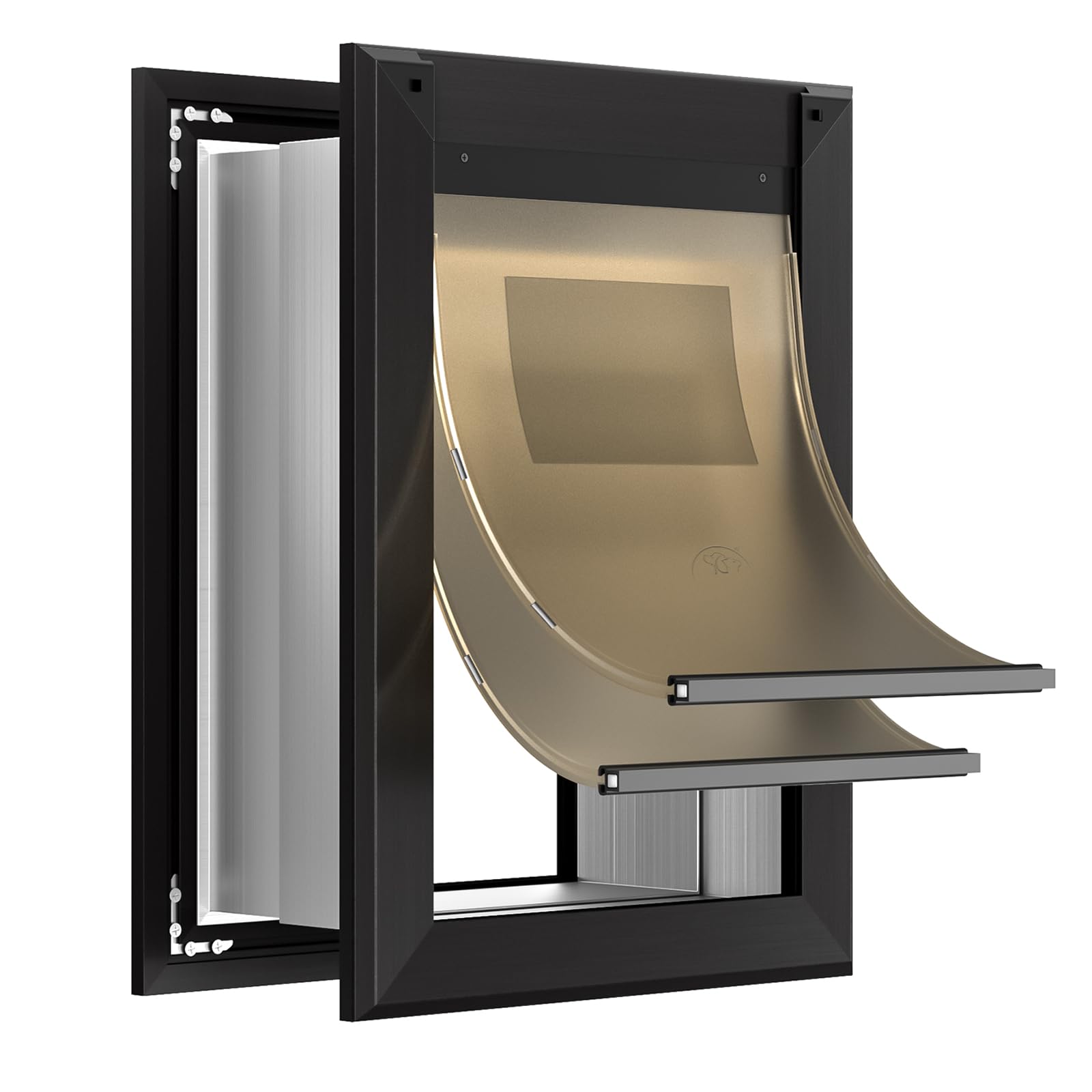 Sammak Large Dog Door For Wall, Heavy Duty Dog Door With Aluminum Frame And Telescoping Tunnel, Two Magnetic Flaps And Two Slidi