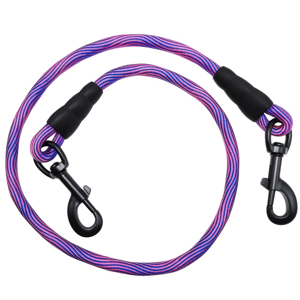 Btinesful 3Ft Dog Tie Down, Nylon Rope Short Dog Tether Indoor Training Safety Vehicle Tether For Large Medium Strong Puppy Pink Blue