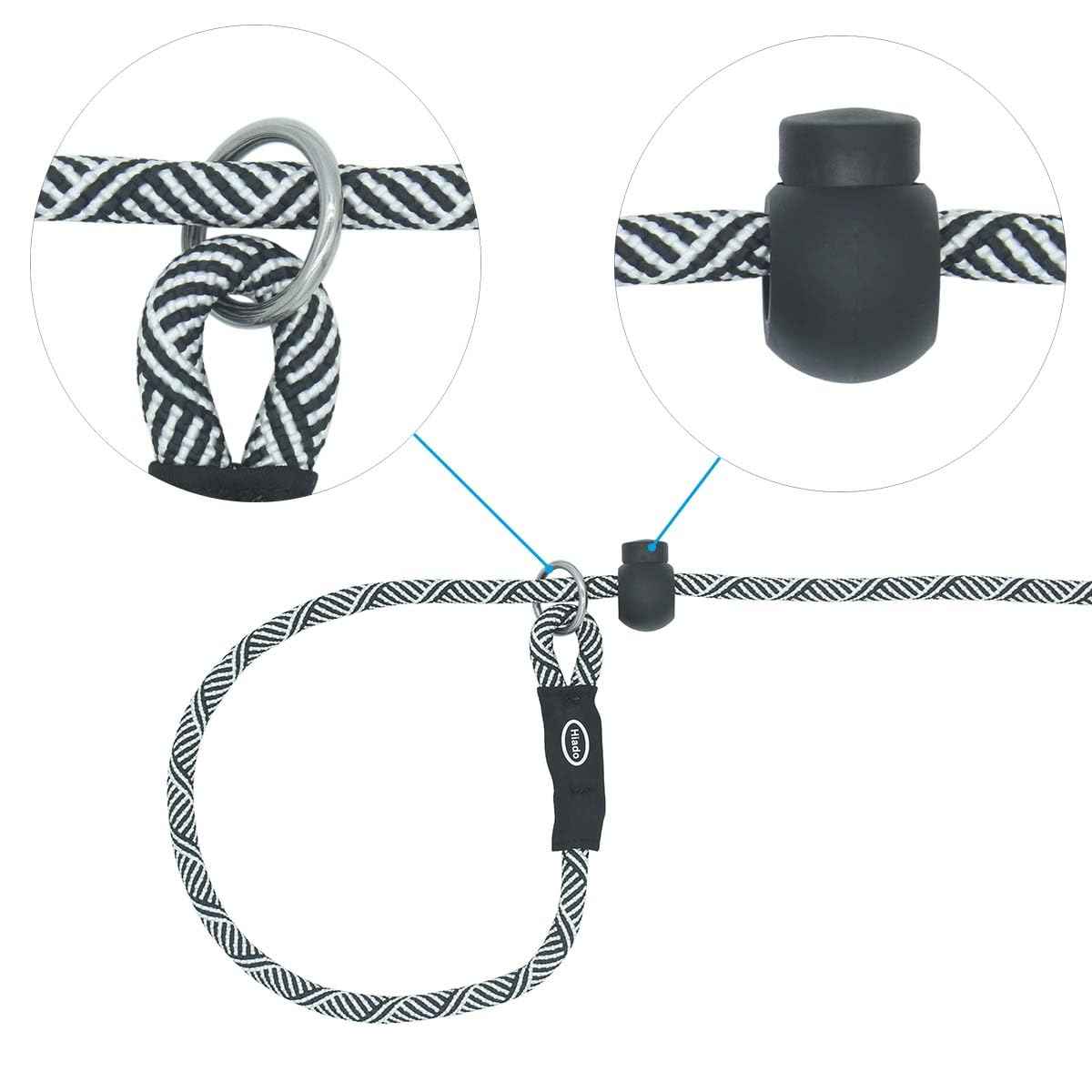 Hiado Slip Lead Dog Leash With Stopper Loop Rope Training No Pull For Small Medium Large Dogs 4Ft Black White
