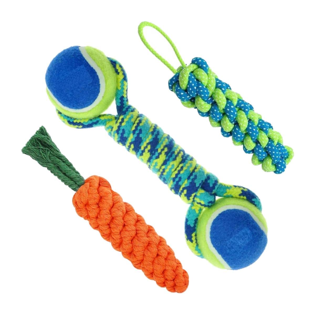 Dog Chew Toys | Combo Of 3 Durable Rope Toys For Dogs | Puppy Chew Teething Toys | Durable Cotton Dog Toys For Playing And Teeth