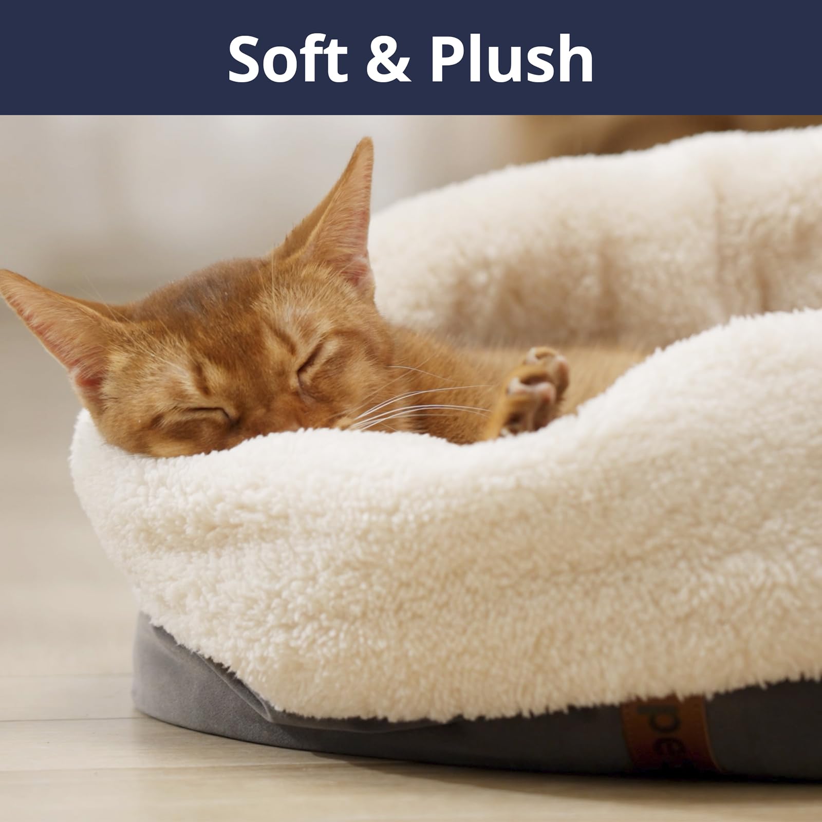 Petace Self Warming Cat Bed, 17.7'' X 13.7'' Anti-Slip Soft Round Thermal Pet Cushion Bed For Kittens, Cats, Puppies And Small D