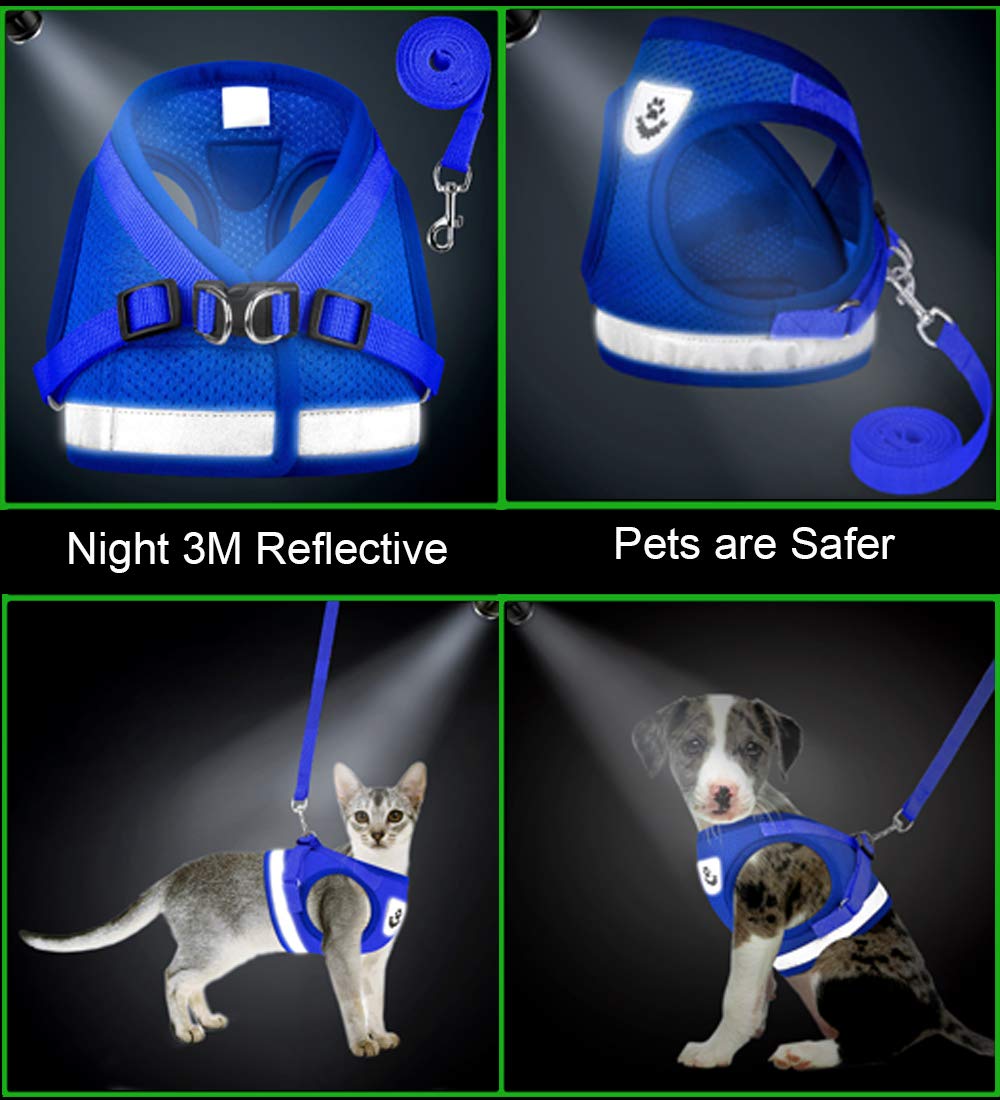 Cat Harnesses And Puppy Harness With Leashes Set, Escape Proof Cat Harness, Adjustable Reflective Soft Mesh Vest Fit Puppy Kitte