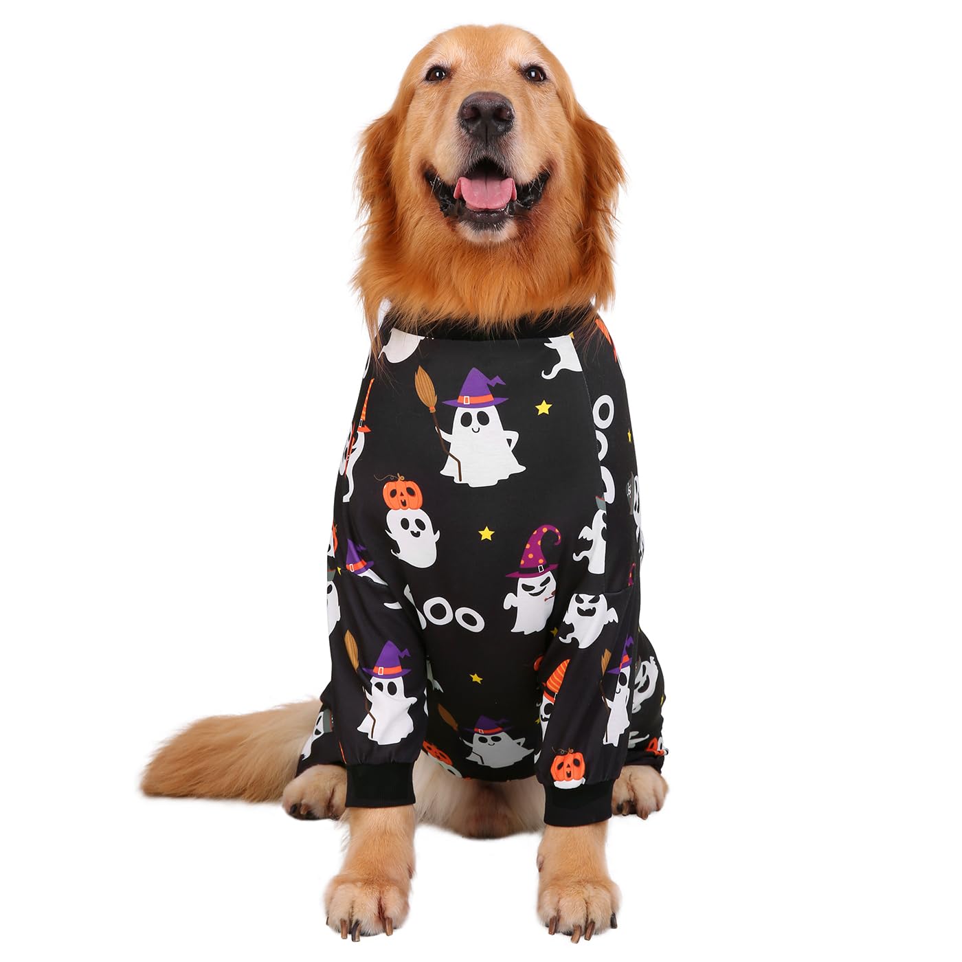 Hde Dog Pajamas One Piece Jumpsuit Lightweight Dog Pjs Shirt For M-3Xl Dogs Cute Ghosts - M