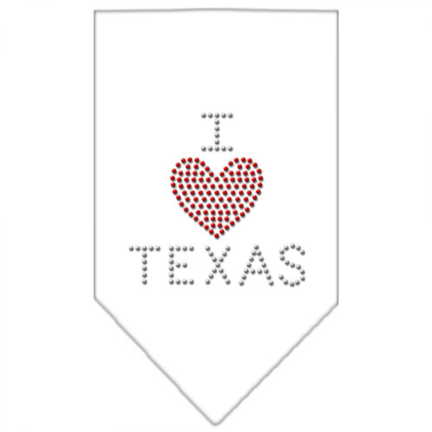 Mirage Pet Products I Heart Texas Rhinestone Bandana, Small, White