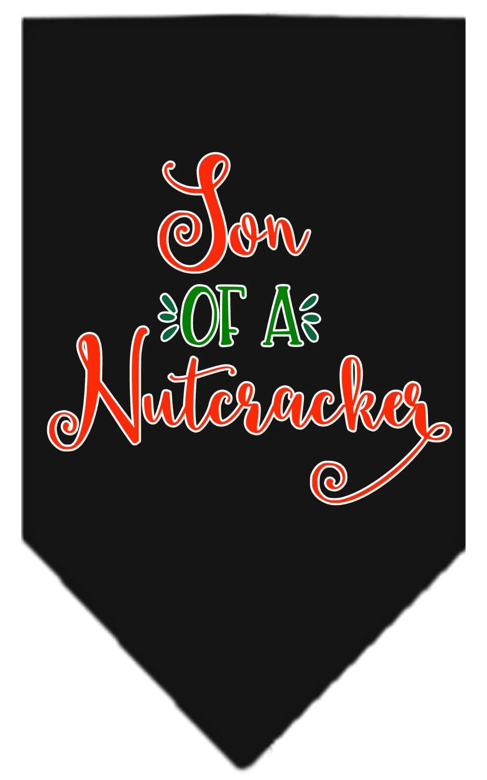 Christmas Pet and Dog Bandana Screen Printed, "Son Of A Nutcracker" Black Small
