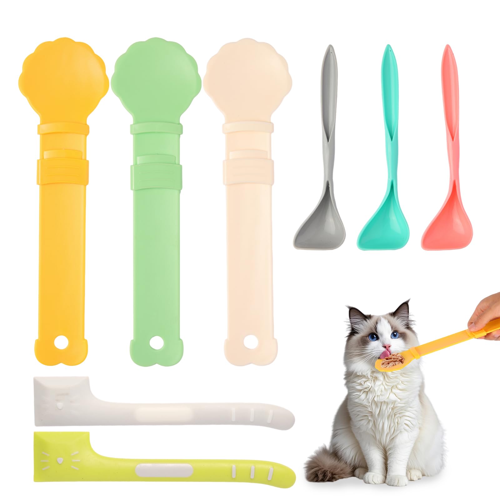 Cat Treat Dispenser Cat Treat Spoon Squeeze 8PCS Lickable Cat Holder with Cat Strip Feeder Spoon and Temptations Licky Treats Ha