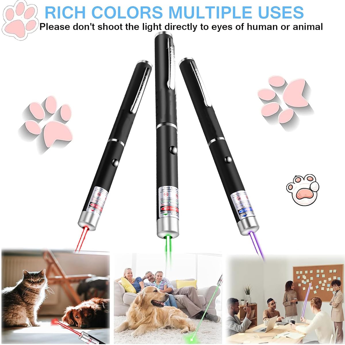 Ximibi Red Green Violet Pointer For Cats (3 Pack), Pet Light Toys For Kittens And Dogs, Indoor Training And Chaser Toys For Cats