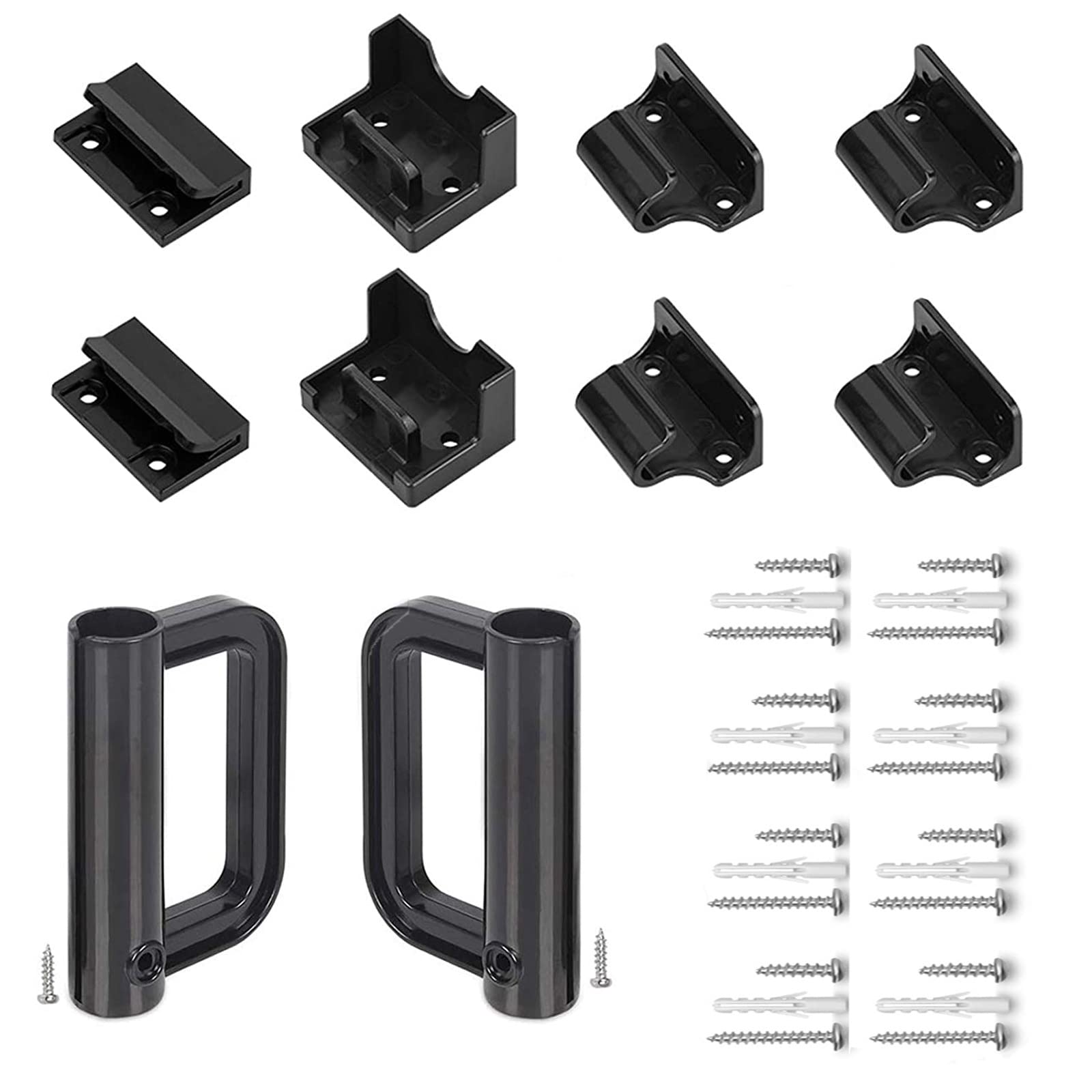 Grenfu Retractable Baby Gate Replacement Hardware Retractable Dog Gate Full Set Wall Mounting Accessories Brackets Latches Black A32 A32