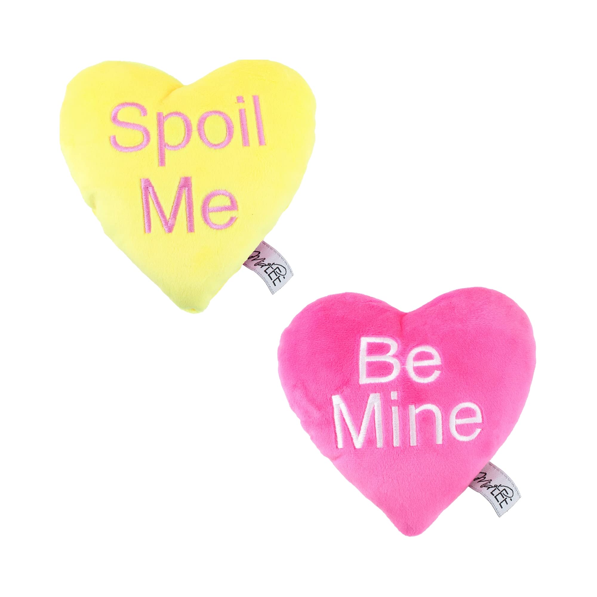 Midlee Candy Heart Valentines Dog Toy- Set of 4- Large- Conversation Plush Squeaky Present