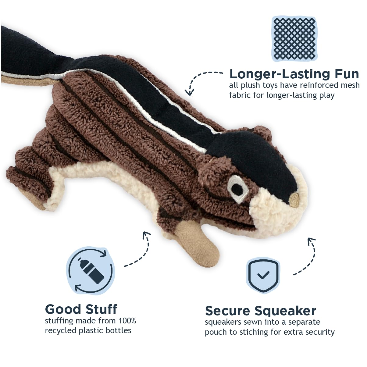 Tall Tails Small Classic Plush Squeaker Toy for Dogs, Chipmunk