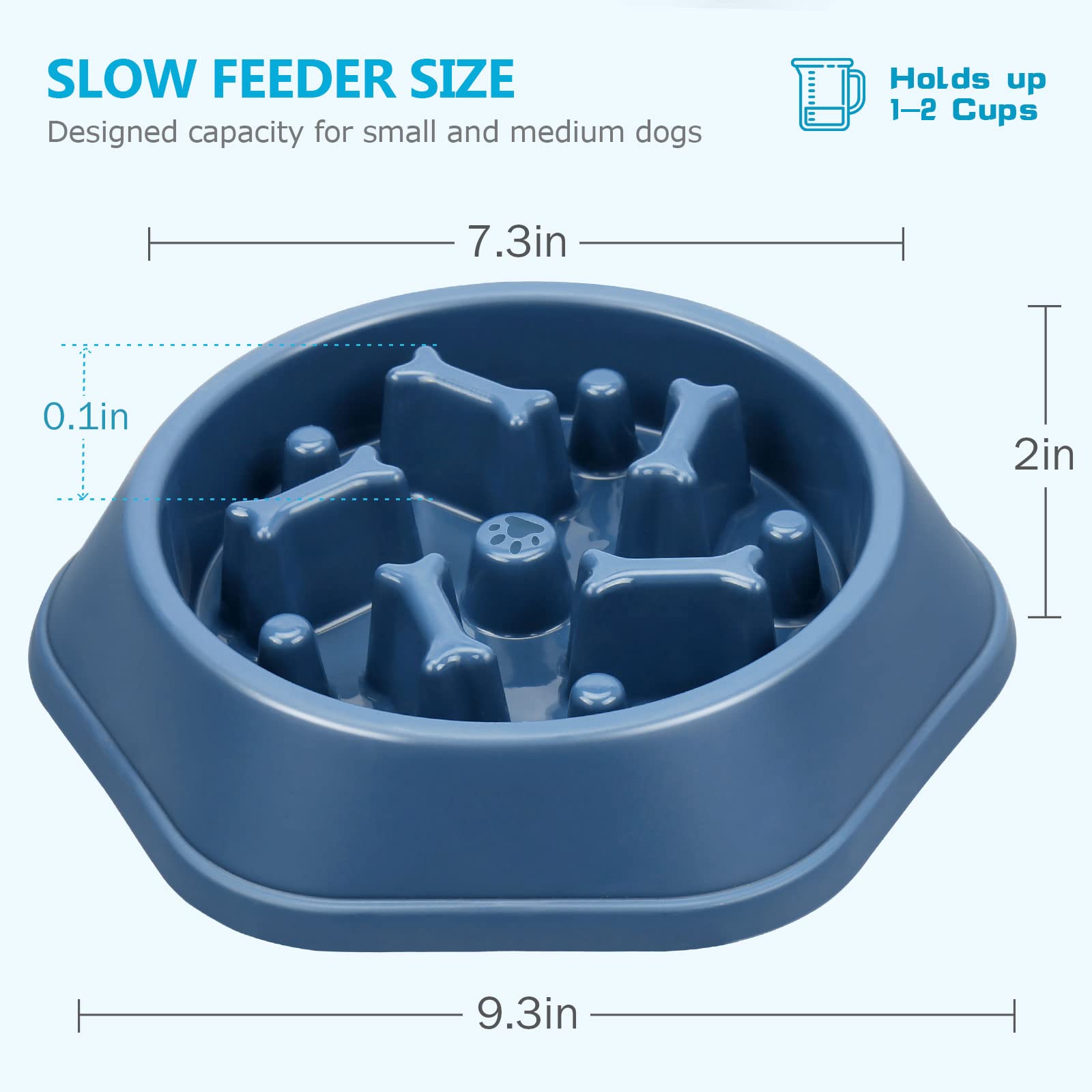 UPSKY 2PCS Slow Feeder Dog Bowl Anti-Chocking Slower Feeding Dog Puzzle Bowls, Interactive Bloat Stop Dogs Food Bowl Dishes Non-