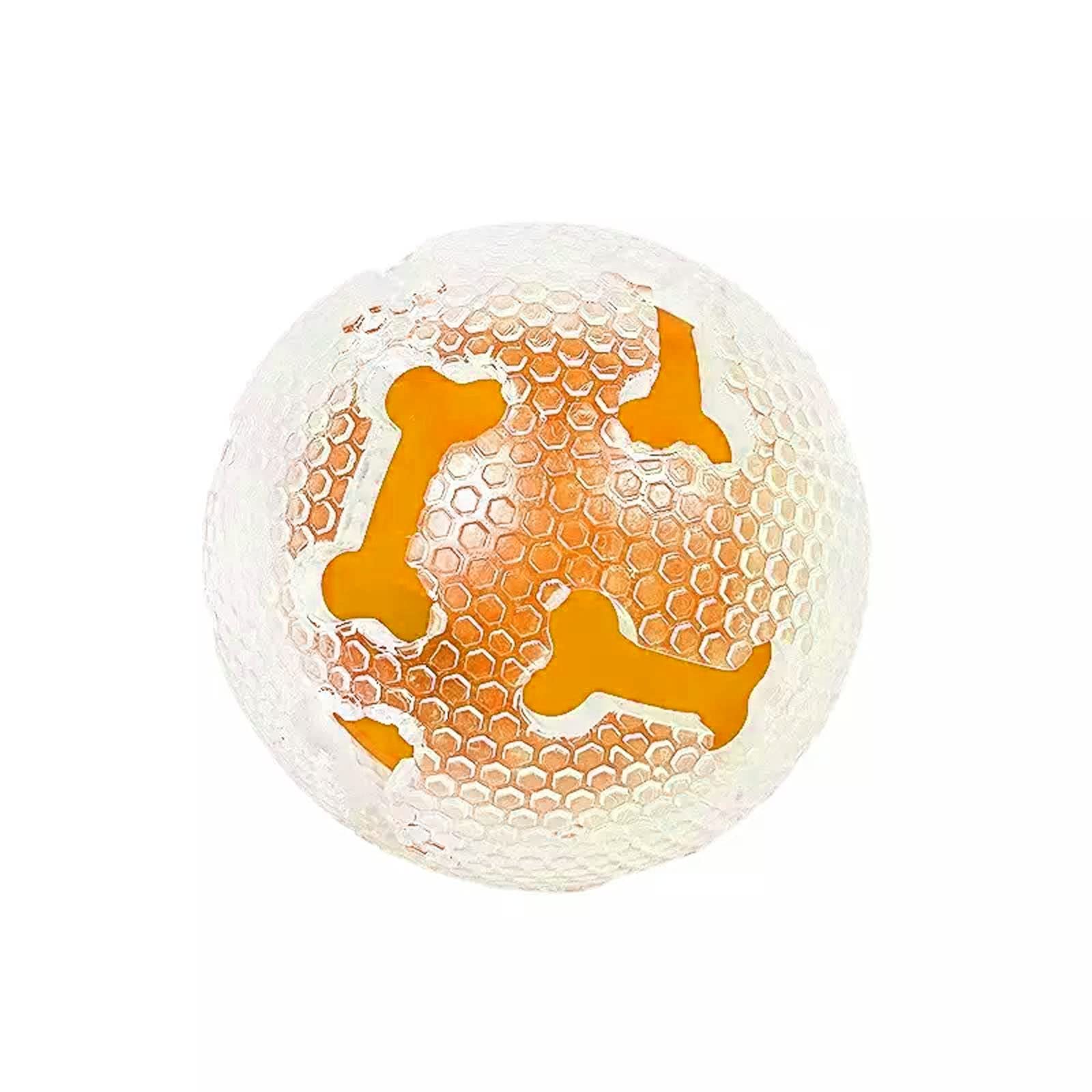 Kittupet Flash Light Led Dog Rubber Transparent Cover Ball Bone Print Cat Squeaky Balls For Teeth Cleaning Training Puppy Intera